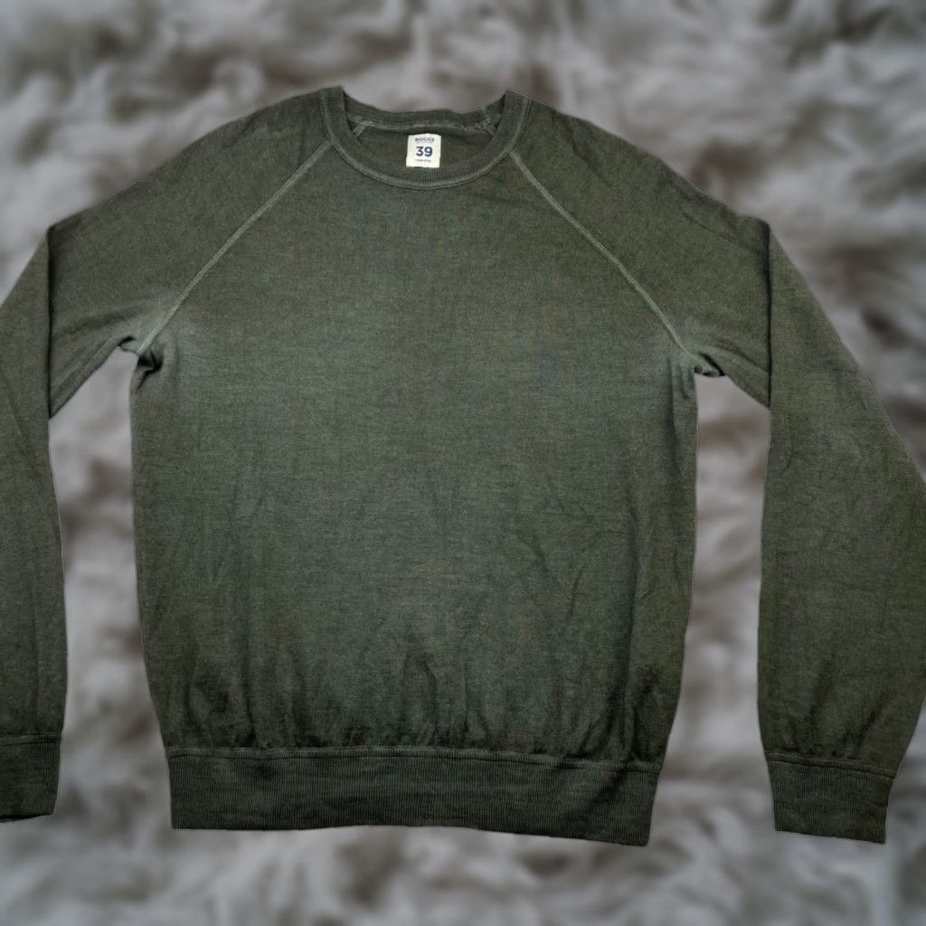 Vintage Boggi Milano 39 Men’s Pullover Sweater 100% Wool Crewneck Green/Gray Small Shirt Mens Size US S / EU 44-46 / 1 - 1 Thumbnail
