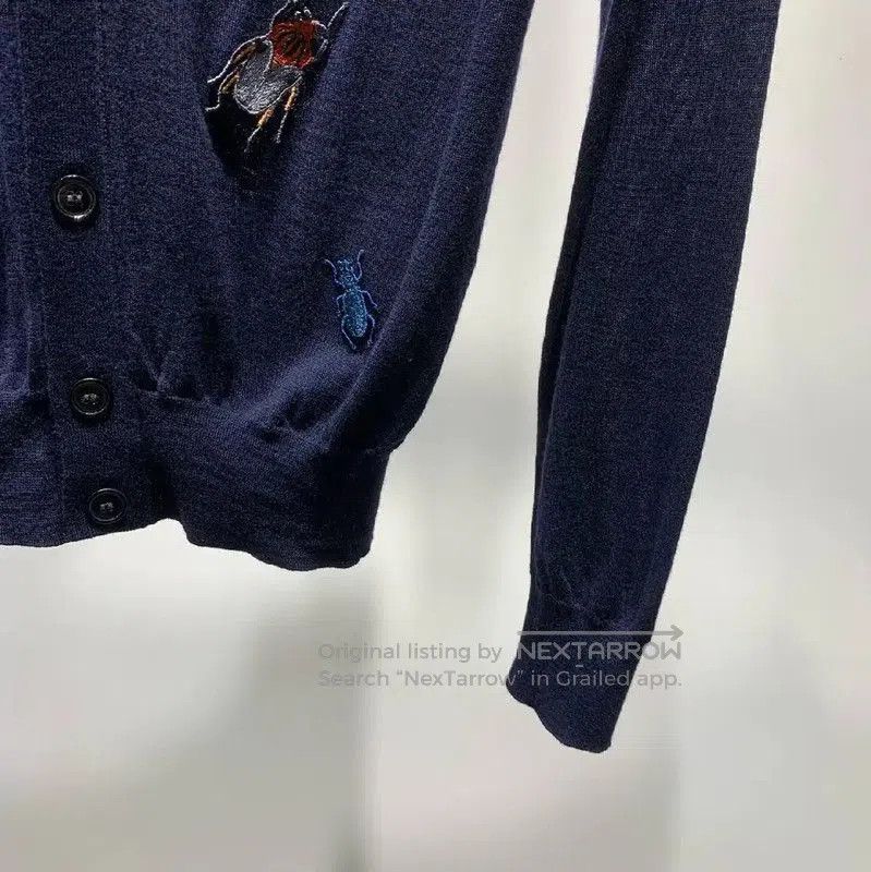 Alexander McQueen Alexander McQUEEN Navy Wool Cardigan with Insect Embellishm Size S / US 4 / IT 40 - 7 Thumbnail