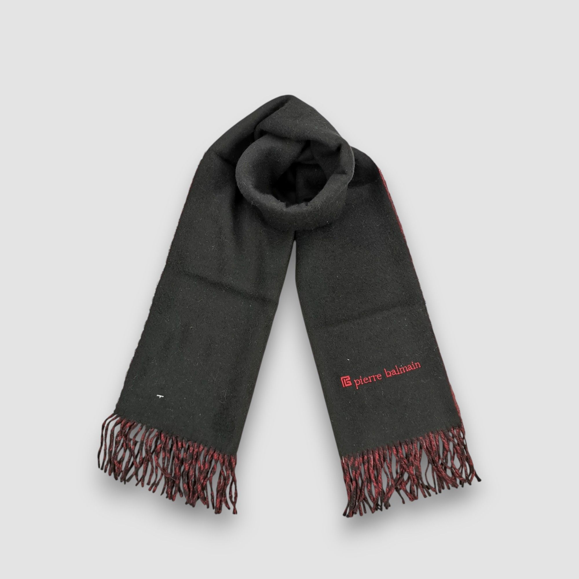 Japanese Brand Vintage Pierre Balmain Scarf Fringe Muffler Wool Scarves Size ONE SIZE - 4 Thumbnail