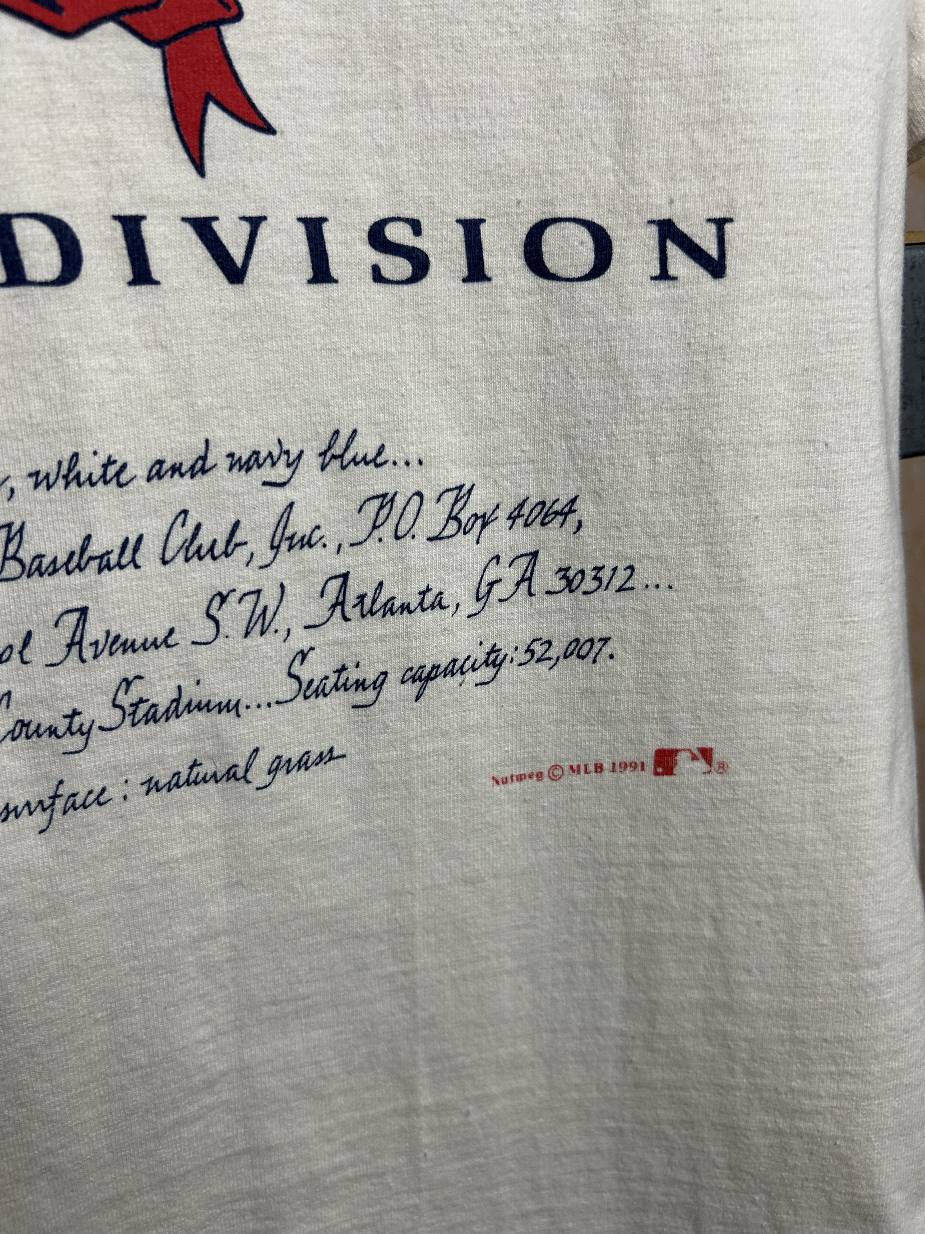 MLB Vintage 1991 Atlanta Braves MLB Nutmeg Playoffs T-shirt Size US L / EU 52-54 / 3 - 10 Thumbnail