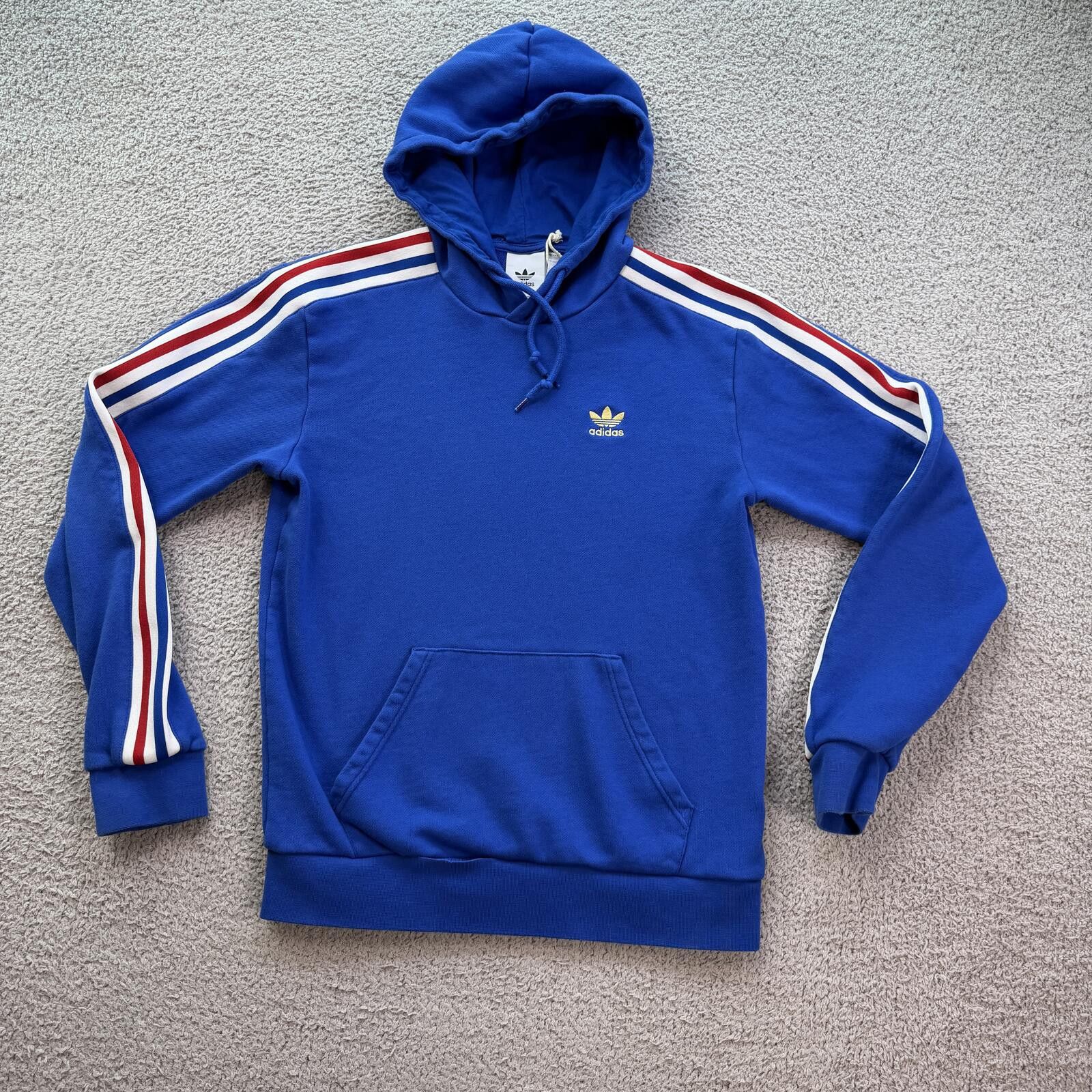 Adidas Adidas Originals Trefoil Hoodie Blue Stripe Sleeve Mens S Size US S / EU 44-46 / 1 - 1 Thumbnail