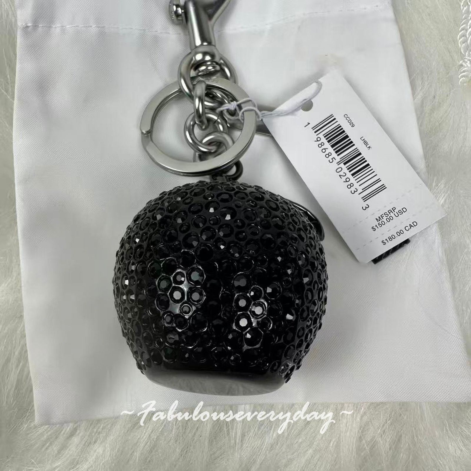 Coach Coach Crystal Apple Bag Charm In Silver/Black CCD29 Size ONE SIZE - 4 Thumbnail