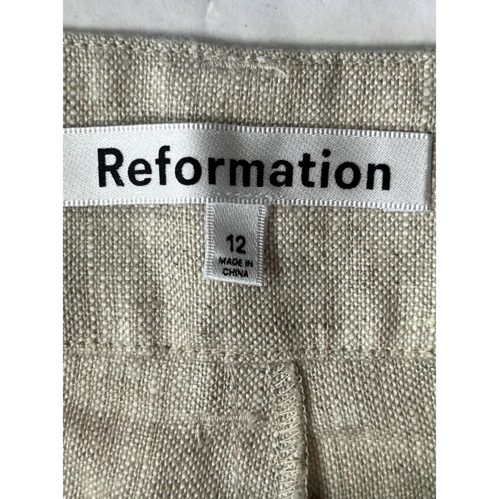 Reformation Reformation Womens Pants 12 Beige 100% Linen Wide-Leg Lightweight Casual Formal Travel Pockets Size 34" / US 12 / IT 48 - 7 Thumbnail