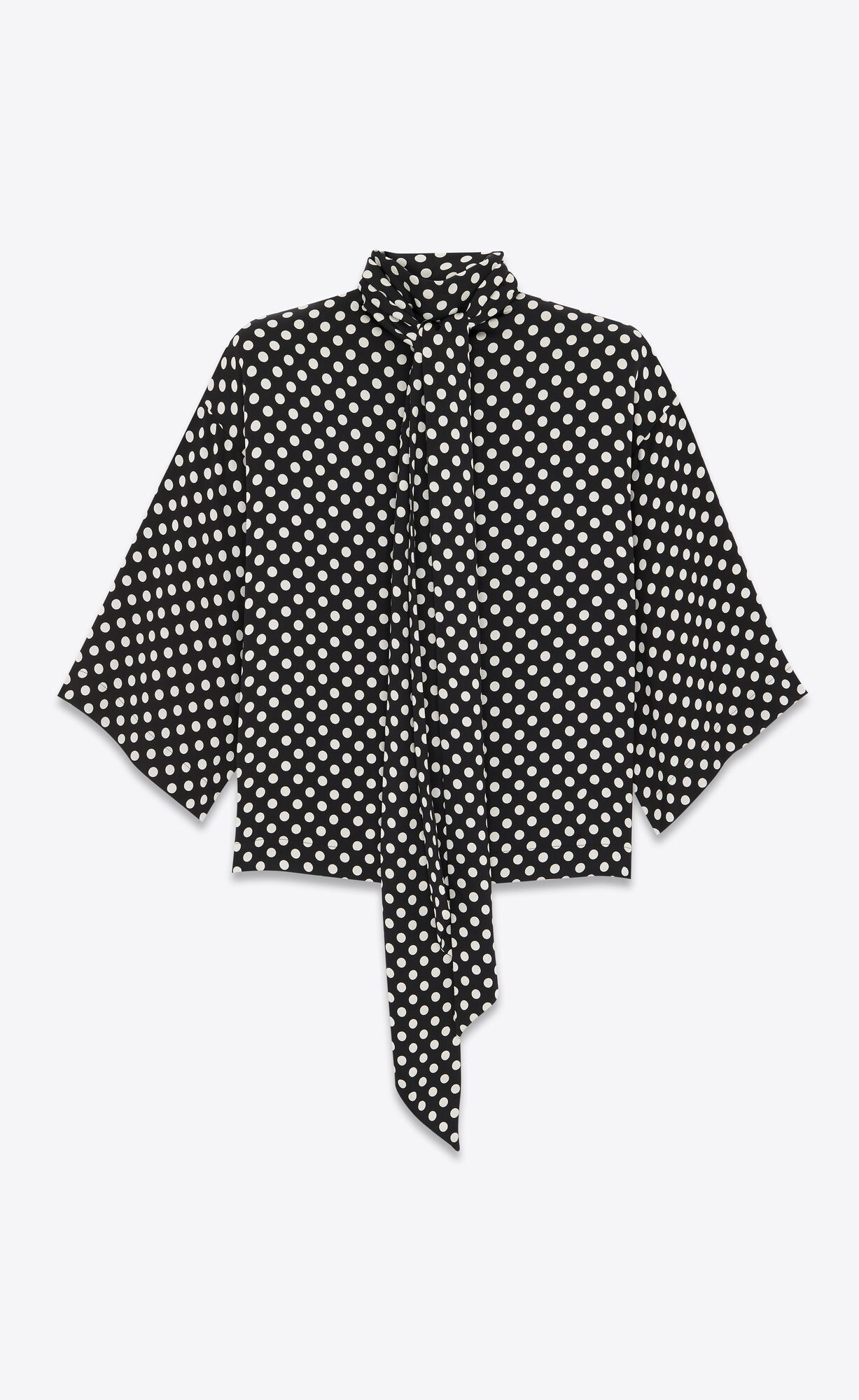 Saint Laurent Paris o1s1wg111124 Blouse in satin in Noir & White Size S / US 4 / IT 40 - 3 Thumbnail