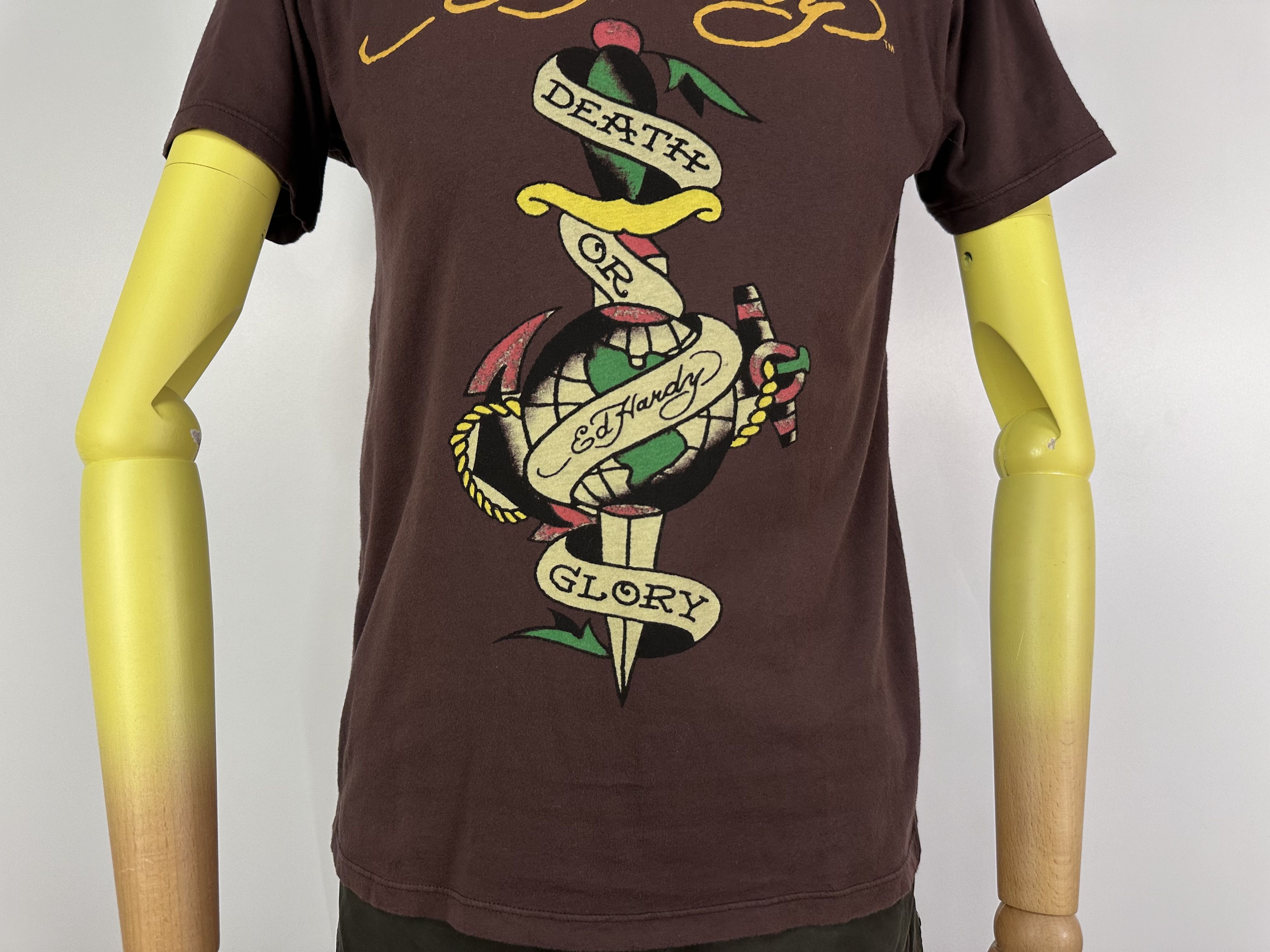 Ed Hardy Ed Hardy T Shirt Brown Death Or Glory Flower Logo Size M Size US M / EU 48-50 / 2 - 4 Thumbnail