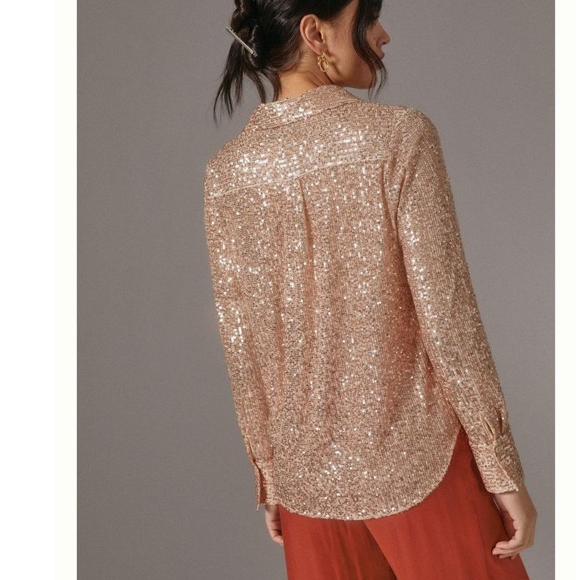 Anthropologie New Anthropologie Sunday in Brooklyn Sequin Buttondown SMALL Size S / US 4 / IT 40 - 3 Thumbnail