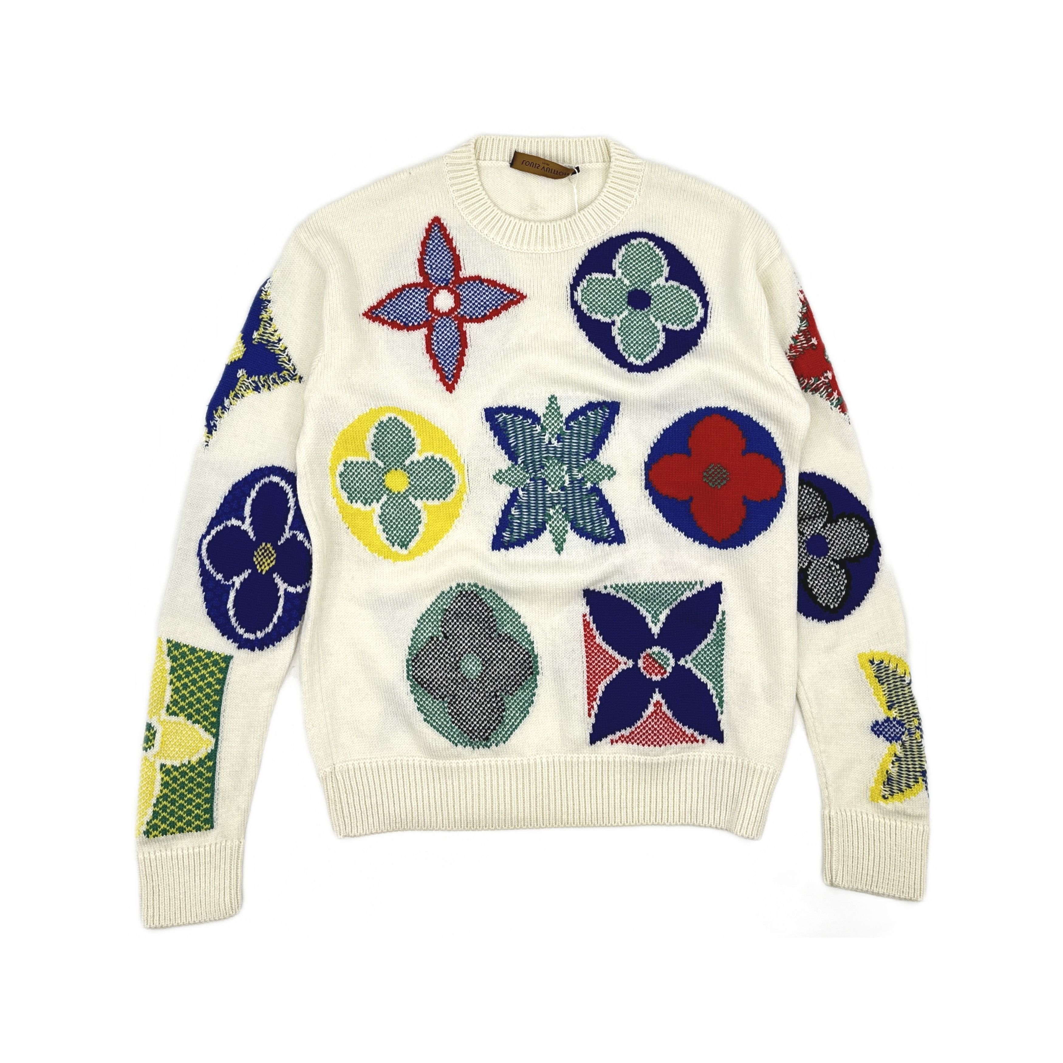 Louis Vuitton Louis Vuitton Monogram Wool Sweater White Size M Size US M / EU 48-50 / 2 - 1 Thumbnail