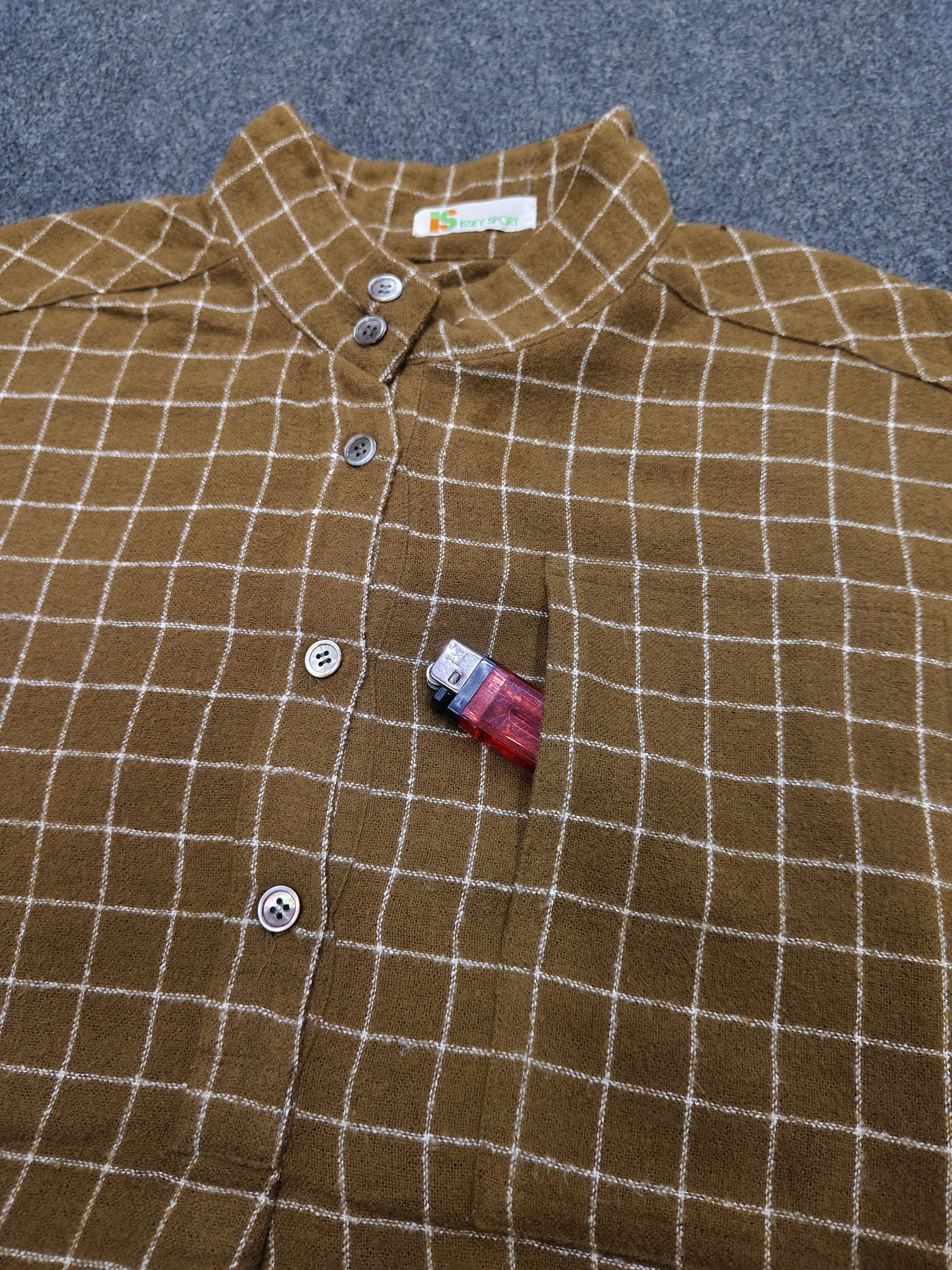 Issey Miyake 80s Issey Sport- Archived Plaid Stand Collar Wool Shirt Size US M / EU 48-50 / 2 - 3 Thumbnail