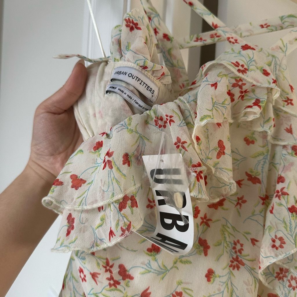 Urban Outfitters Floral Ruffle Halter Midi Dress Size S / US 4 / IT 40 - 6 Thumbnail