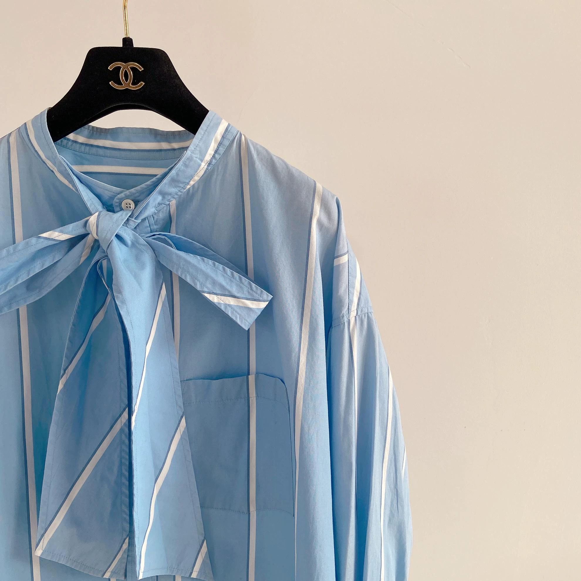 Balenciaga Balenciaga Striped Tie-Neck Shirt Women's 34 3727 Size XXS / US 00 / IT 34 - 3 Thumbnail
