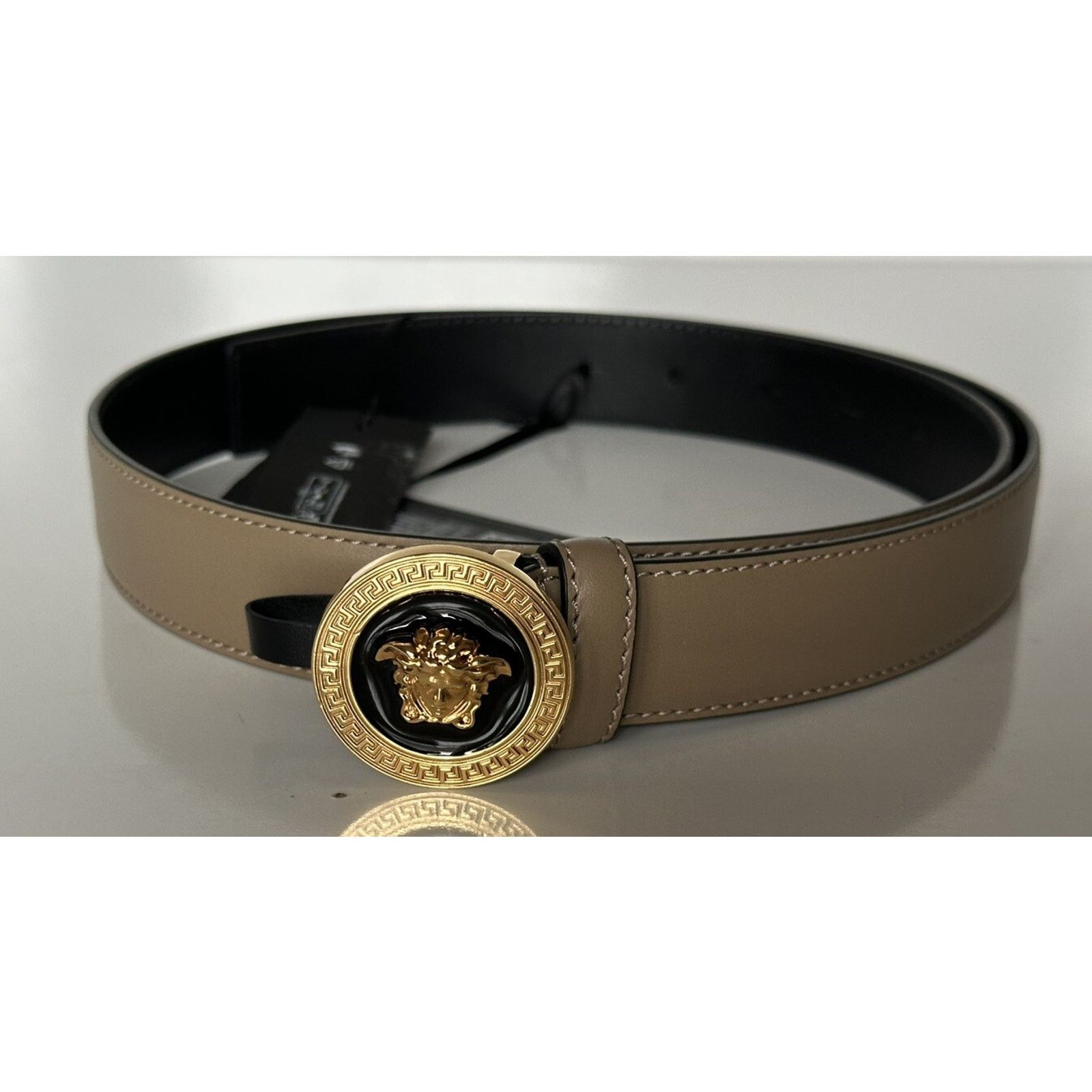 Versace Versace Medusa-Buckle Brown Slim Leather Belt 42 1012369 Size 42 - 4 Thumbnail