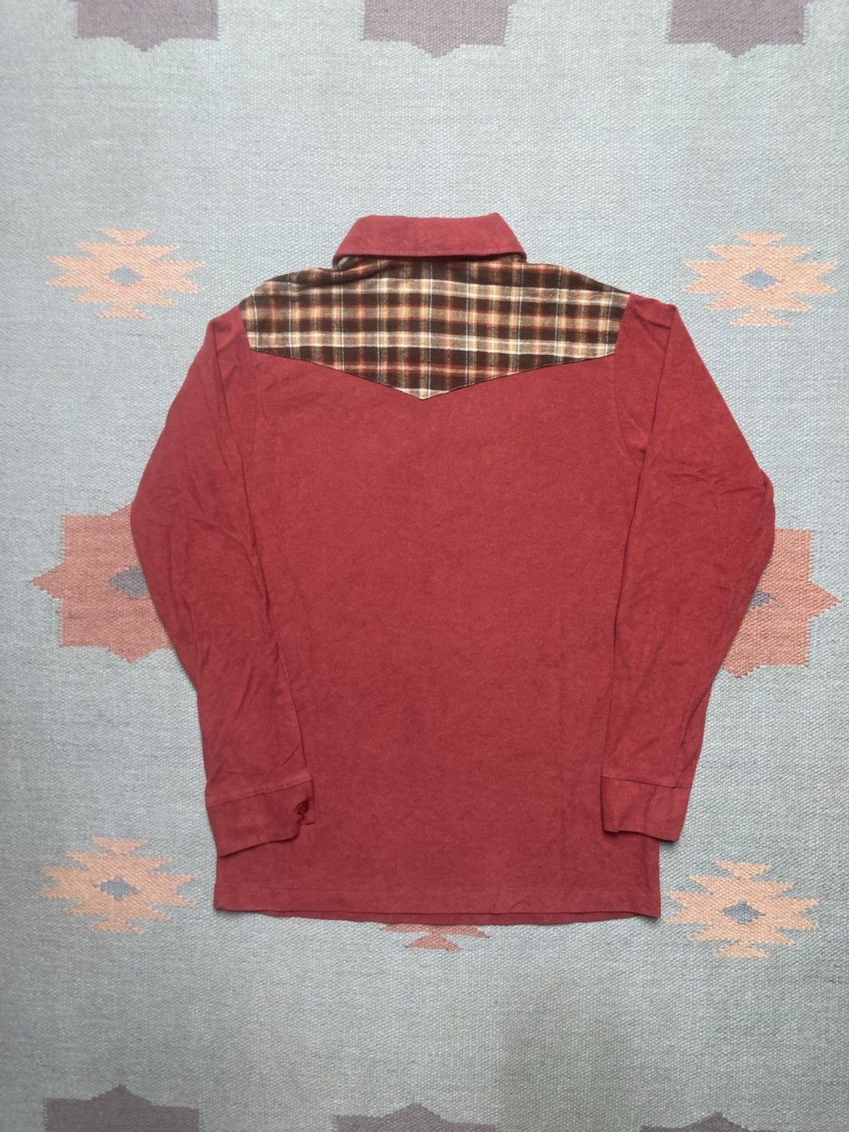 Vintage × Wrangler Vtg 70s polo shirt wrangler velour plaid boys 16 men’s XS Size US XS / EU 42 / 0 - 8 Thumbnail
