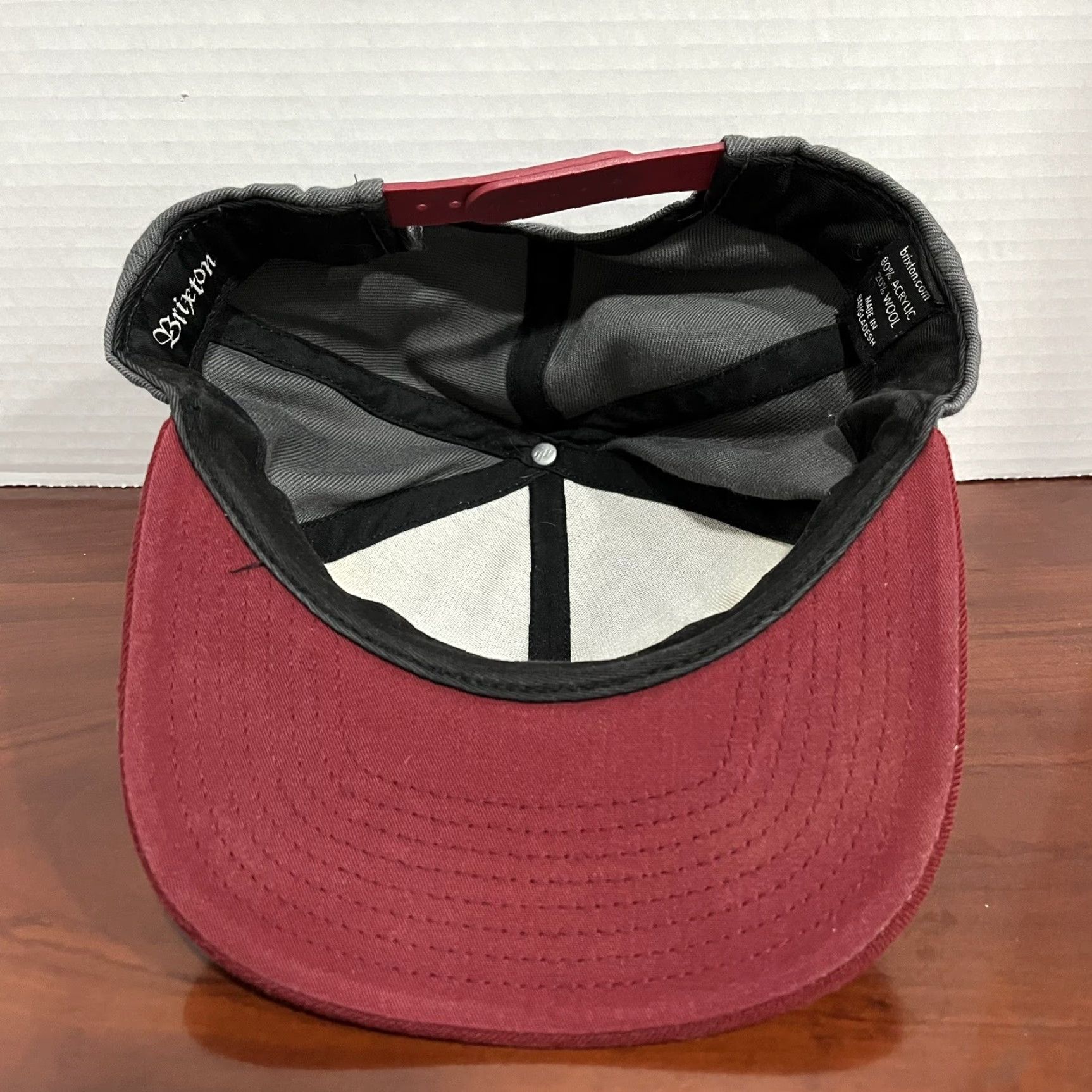 Brixton Brixton Hat Cap Snap Back Gray Red Adjustable Flat Brim Mens Wool Size ONE SIZE - 5 Thumbnail