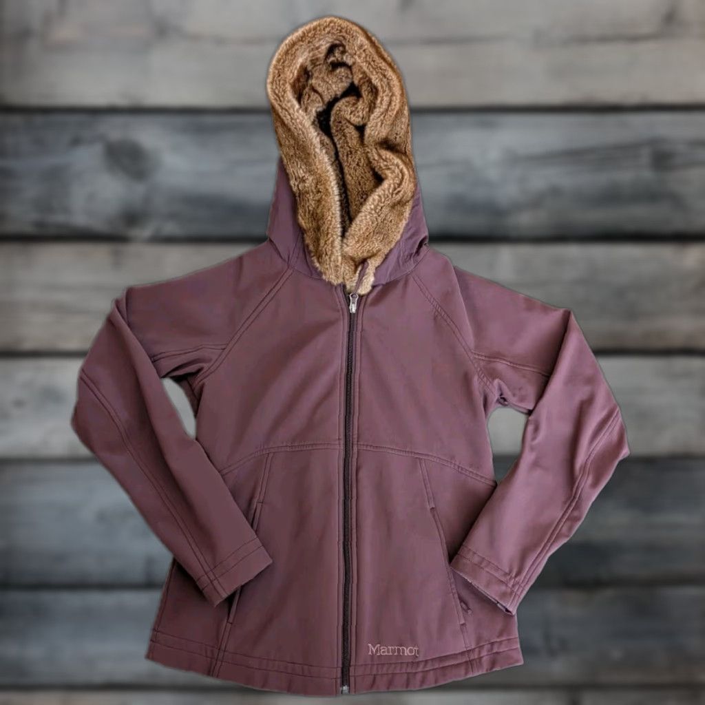Marmot MARMOT Women's Small Maroon Zip Up Faux Fur Hooded Light Winter Jacket Coat Size S / US 4 / IT 40 - 1 Thumbnail
