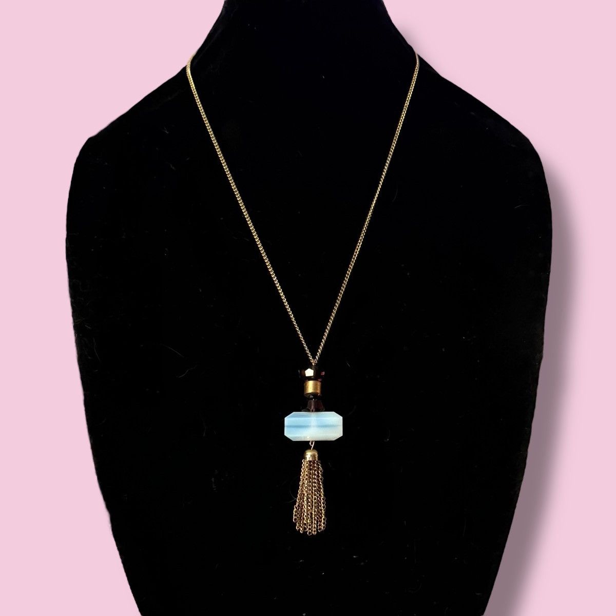 Vintage Vintage gold tone Opalite tassel pendant necklace Size ONE SIZE - 1 Thumbnail