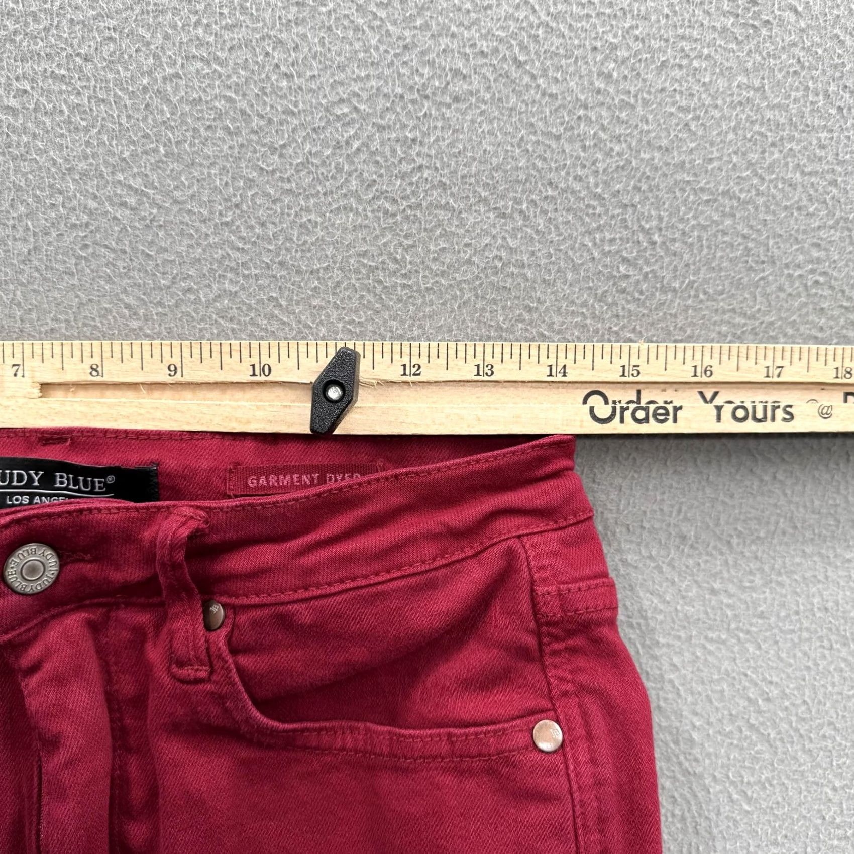 Vintage Judy Blue Jeans Womens 11/30 Red High Rise Garment Dyed Skinny Denim 5-Pocket Stretch Casual Slim Pocketed Size 32" / US 10 / IT 46 - 5 Thumbnail