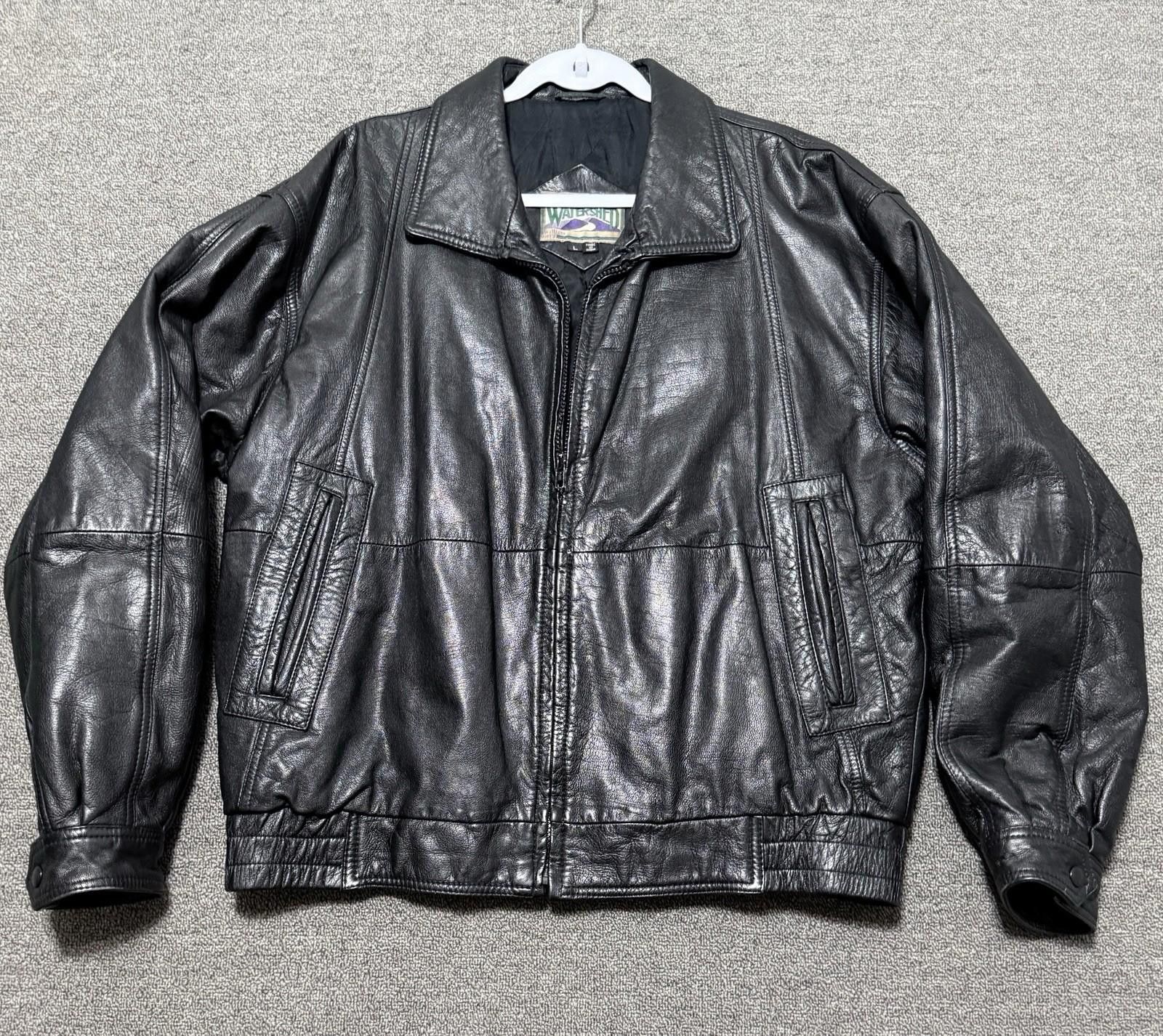 VTG 80s 90s Watershed Lamb Skin Leather Bomber Jacket Mens L