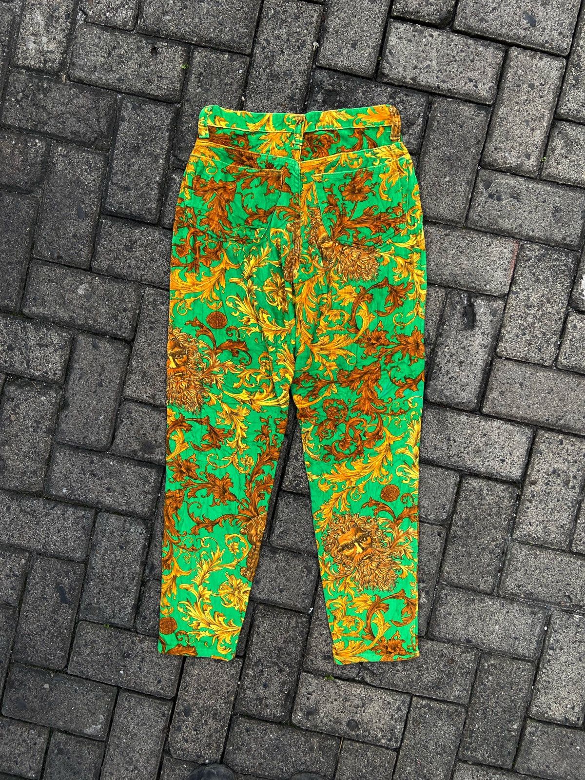 Versace RARE Vintage 90S Versace Baroque Green Pants Size 27" / US 4 / IT 40 - 11 Thumbnail