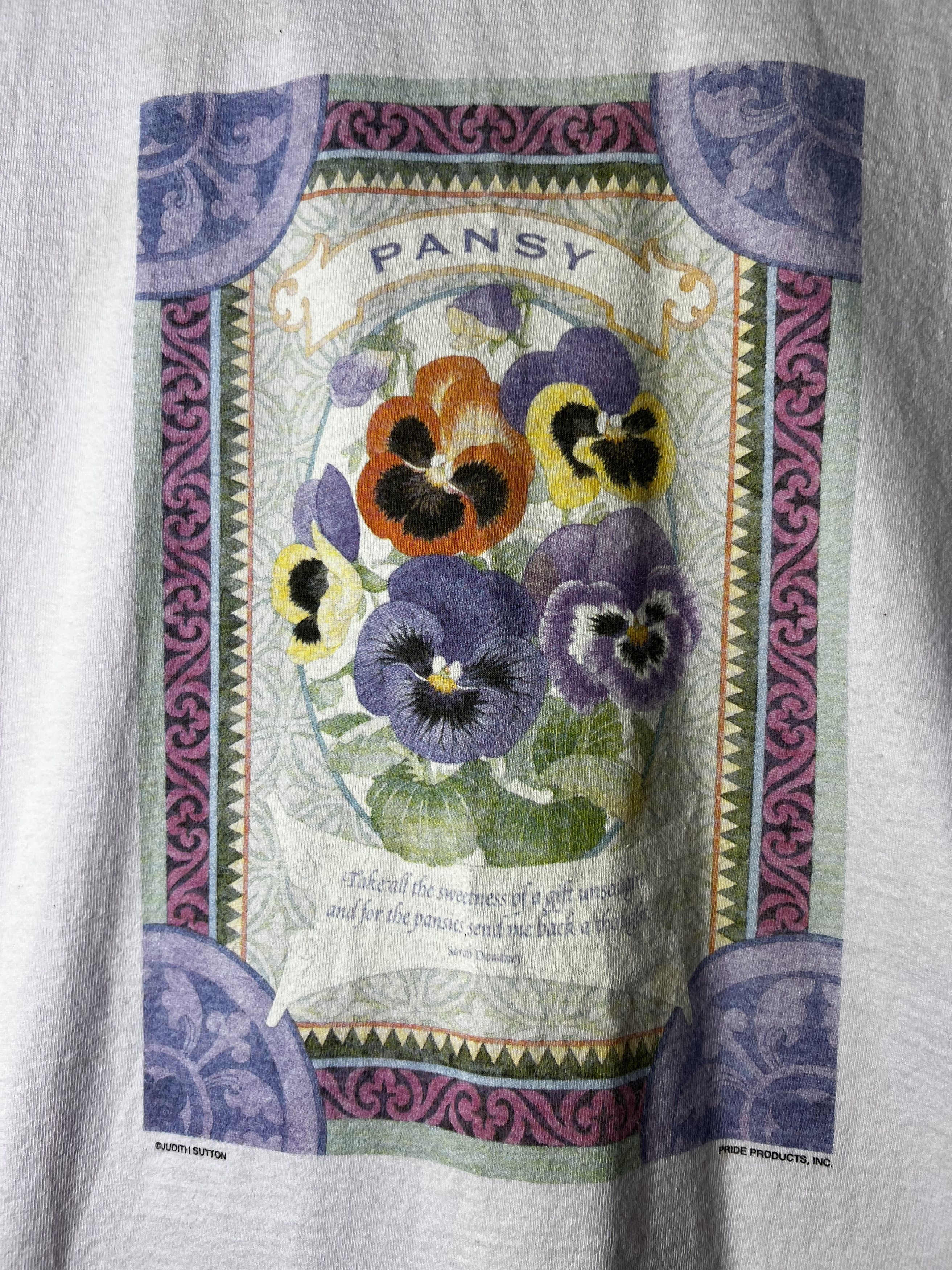 Other × Vintage Vintage Pansy Flower Graphic T-Shirt Size US M / EU 48-50 / 2 - 5 Thumbnail