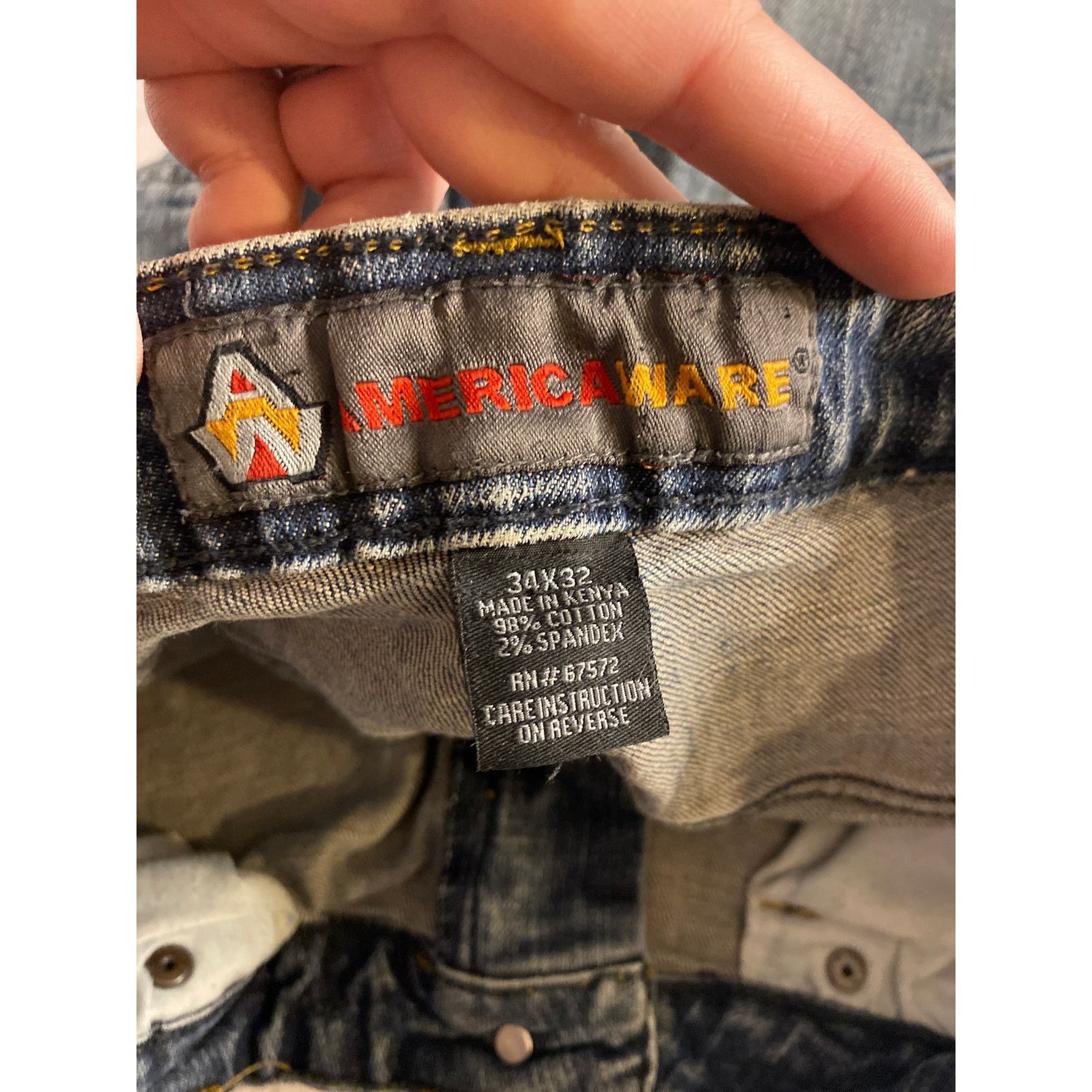 Other Y2K Grunge Faded Straight Leg Blue Denim Jeans 34x32 Size US 34 / EU 50 - 3 Thumbnail