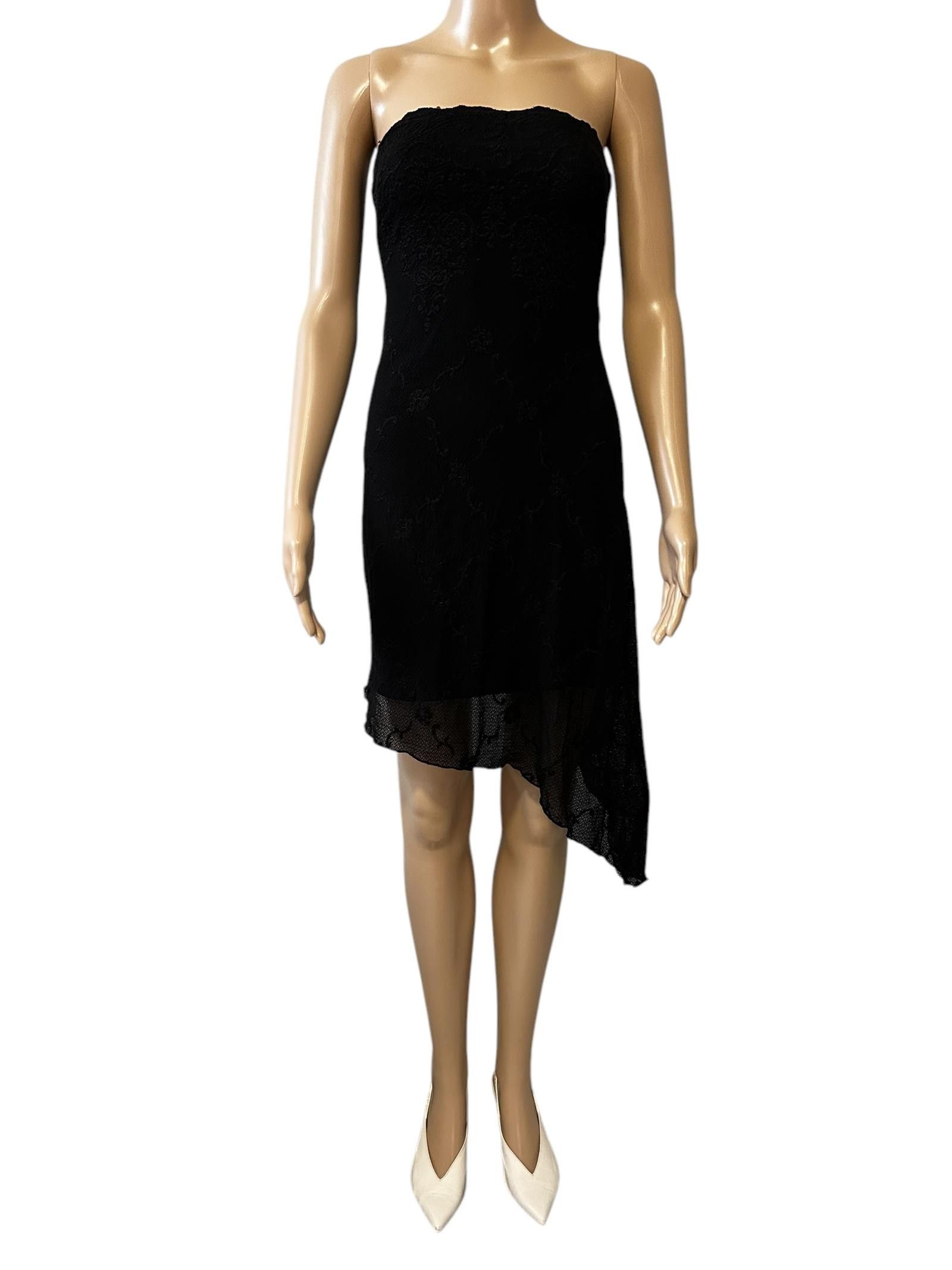 Designer Elegant Strapless Black Lace Dress Size XS / US 0-2 / IT 36-38 - 1 Thumbnail