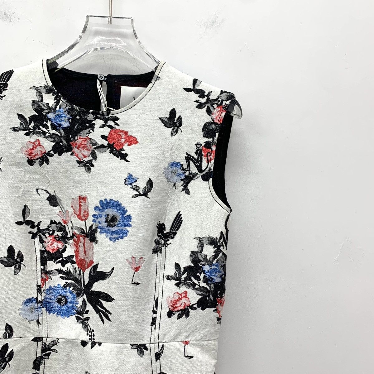 Valentino Valentino Print Linen Round Neck Sleeveless Dress K26WX Size L / US 10 / IT 46 - 3 Thumbnail