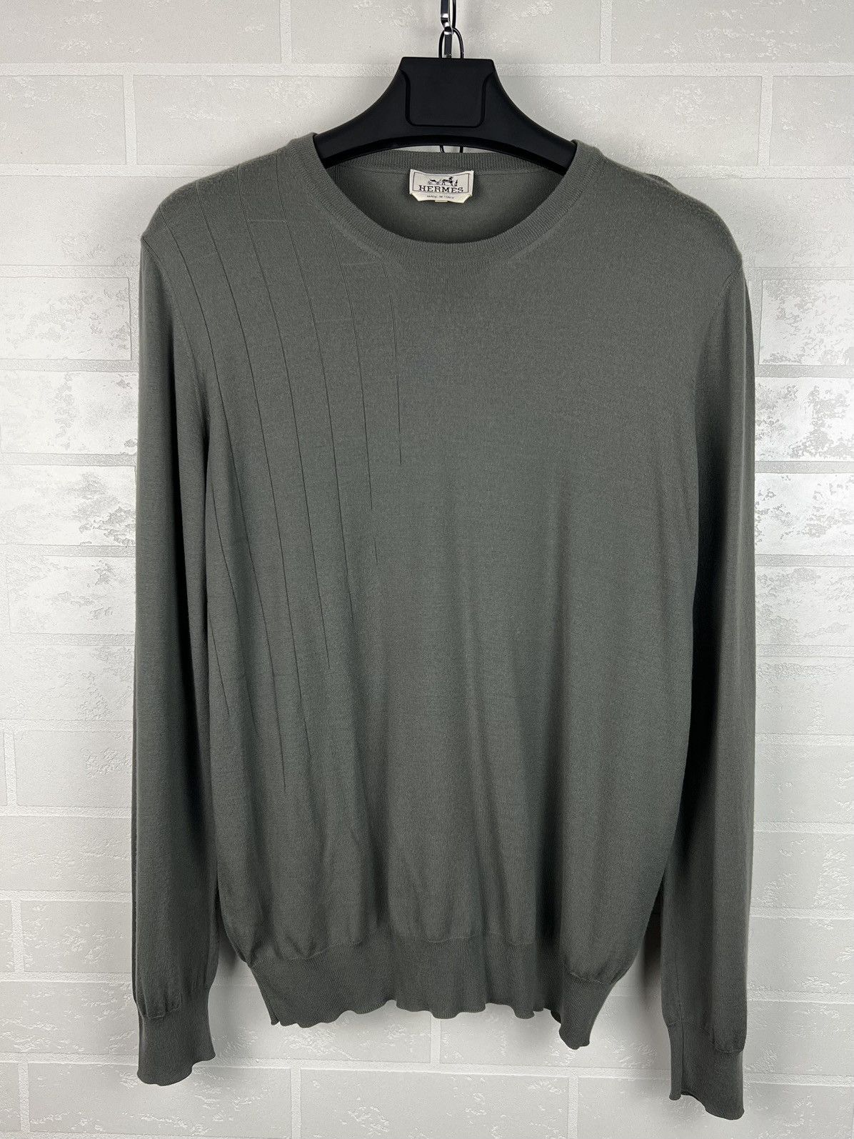 Hermes HERMES Sweater Crewneck Wool Monogram Textured H Gray Men's Size US XXL / EU 58 / 5 - 1 Thumbnail