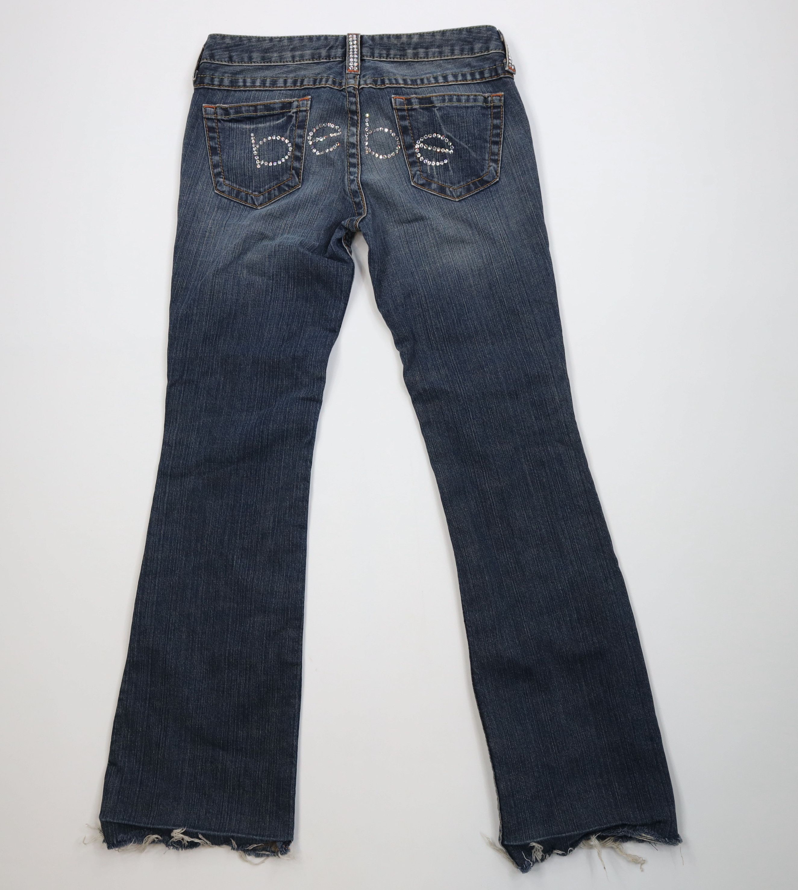 Bebe Vintage 90s Y2K Bebe Rhinestone Wide Leg Denim Jeans USA Size 29" - 8 Thumbnail