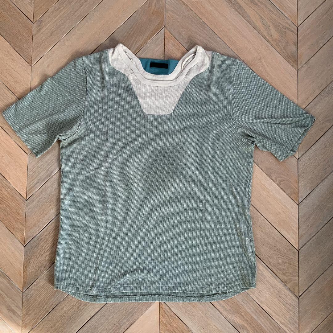 image of Undercover Ss10 "less But Better" Layered Neck Tee in Green, Men's (Size XL)