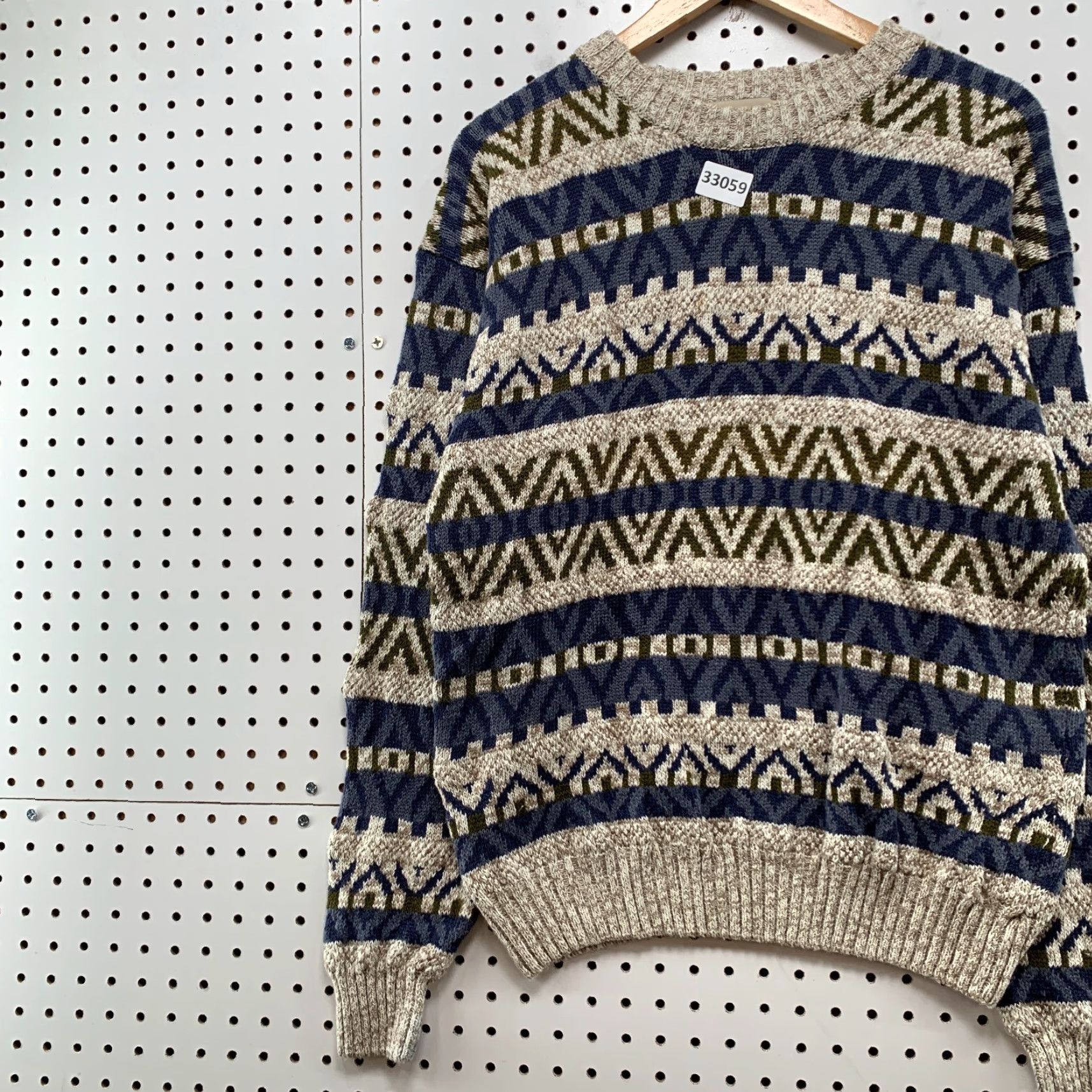 Vintage VINTAGE Northwest Territory Knit Sweater Mens XL Nordic Striped 20x26 Beige Cotton Ramie Crew Neck Pullover Size US XL / EU 56 / 4 - 3 Thumbnail