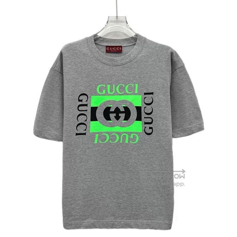 Gucci Gucci Size XXXS Gray logo letter print cotton round-neck sh Size XXS / US 00 / IT 34 - 1 Thumbnail