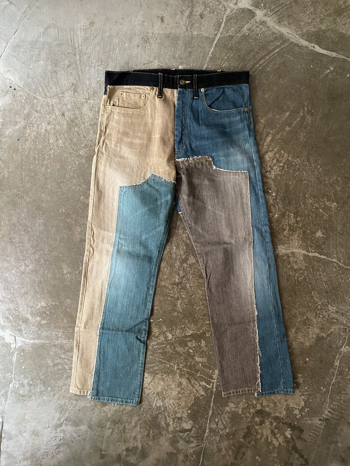 Japanese Brand Khoki Denim Patchwork Jeans Kapital Sillage Kiko Kostadinov Size US 34 / EU 50 - 1 Thumbnail