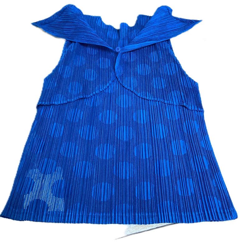 Issey Miyake Issey Miyake size:1 A deep blue polka dot dress with mesh Size 31" - 5 Thumbnail