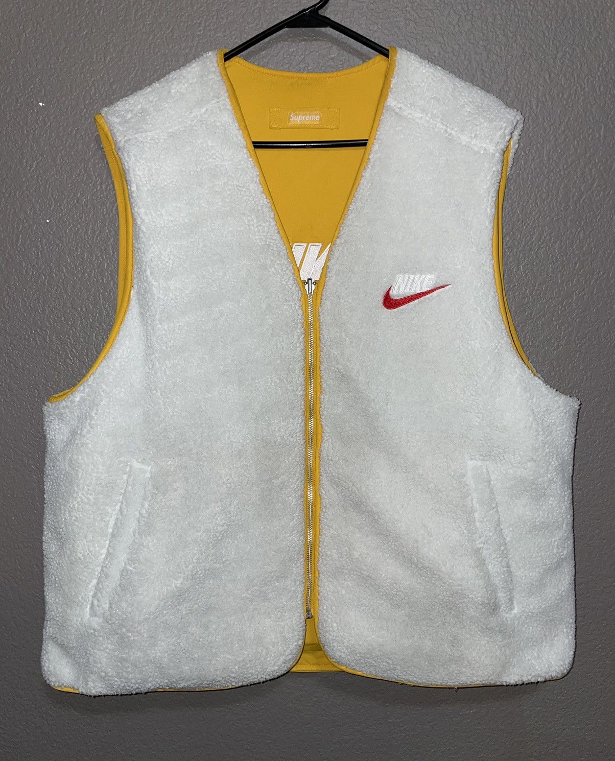 Supreme Supreme Nike Reversible Nylon Sherpa Vest Mustard Yellow ...