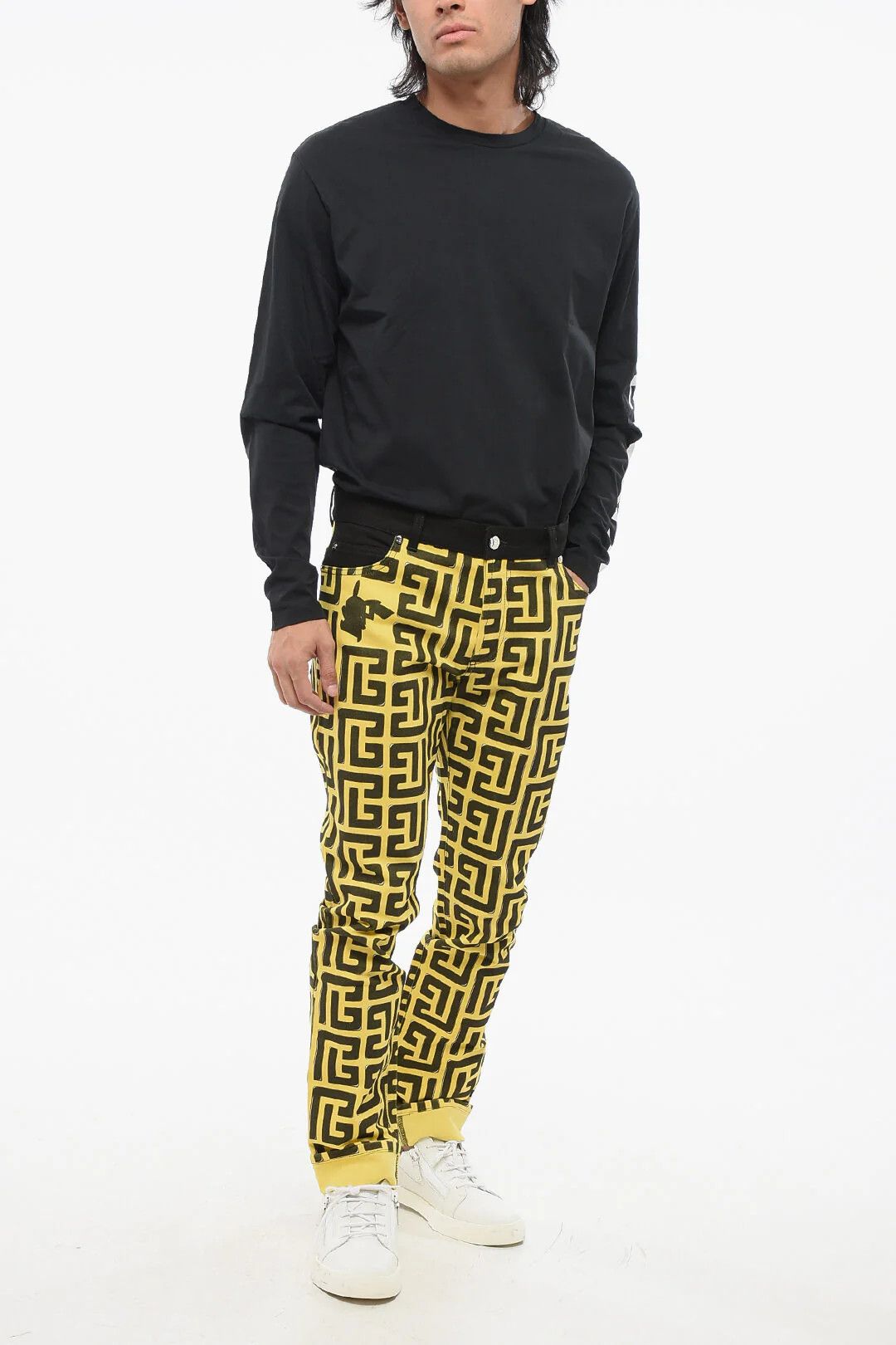 Balmain og1mm0326 Pokemon Two Tone Jeans in Yellow/Black Size US 31 - 4 Thumbnail