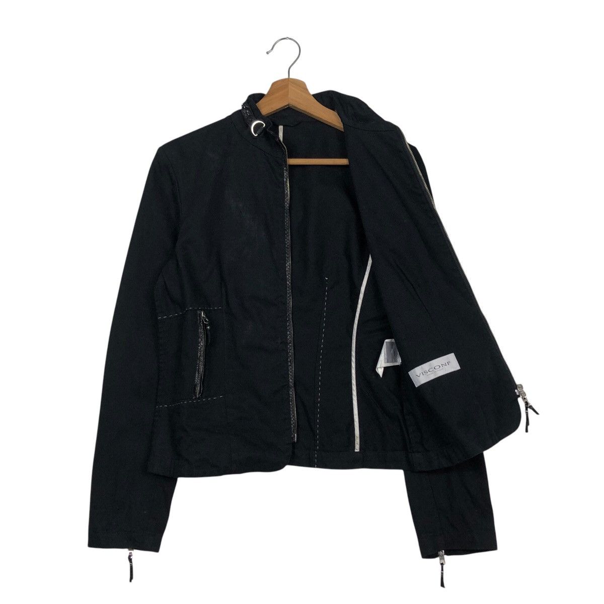 Vintage 📌Vintage Cropped Biker Jacket Visconf Made in Italy Size US M / EU 48-50 / 2 - 12 Thumbnail