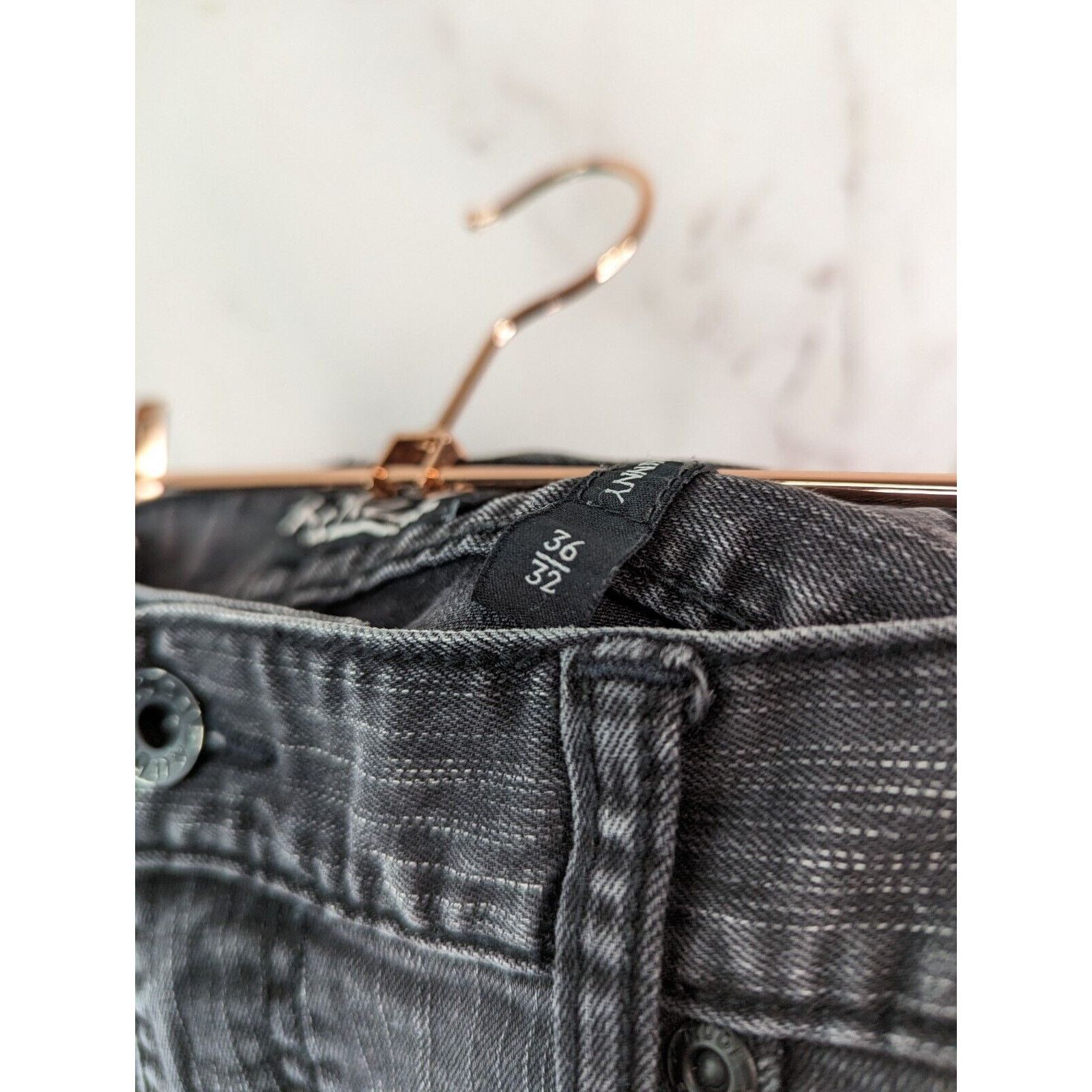 Rude Rude Jeans Mens 36 x 30 Gray Super Skinny Denim Acid Wash Size US 36 / EU 52 - 4 Thumbnail