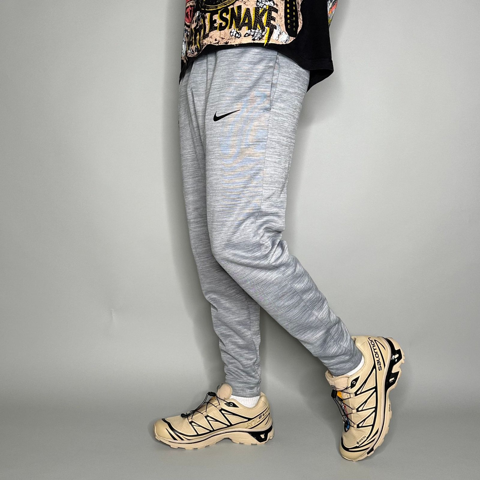 Crazy Nike Sweatpants Grey Polyester Joggers Black Swoosh