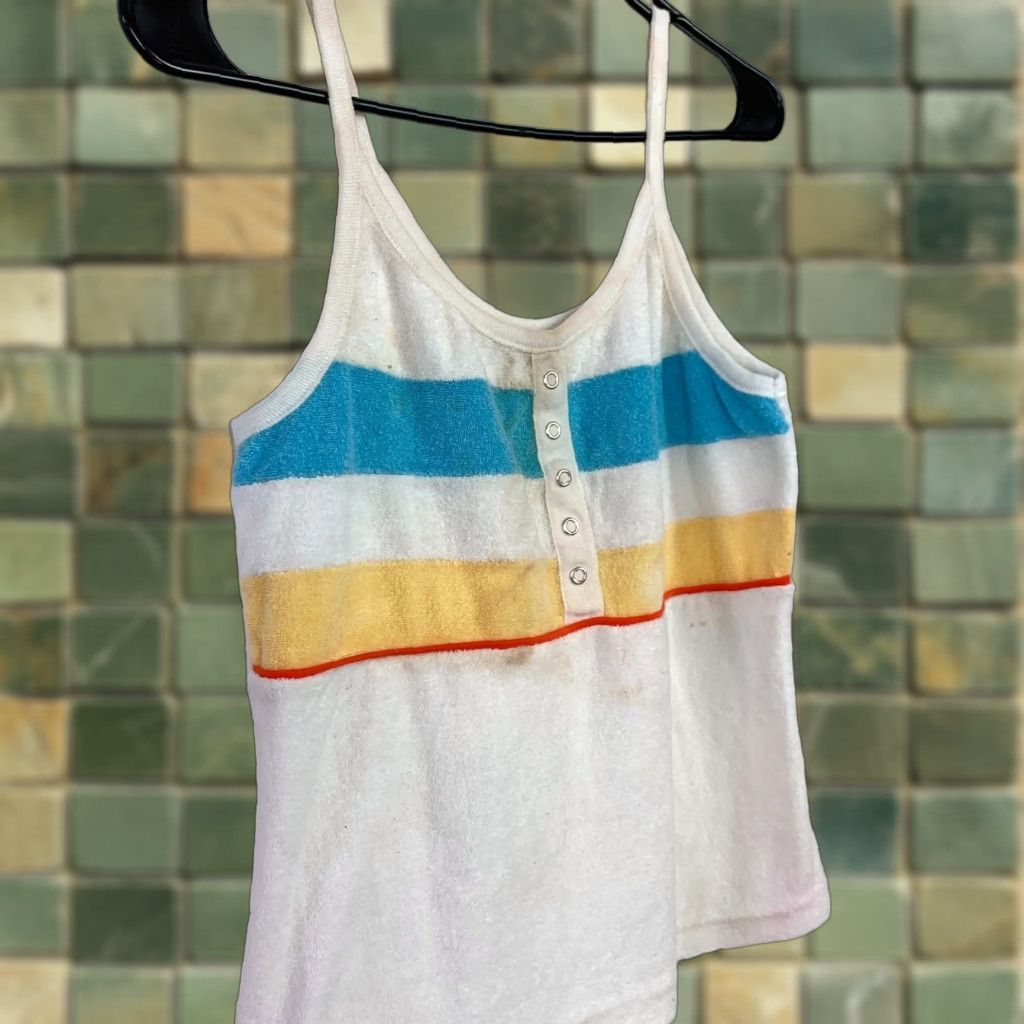 Vintage VINTAGE You Gotta Be Kidding Tank Top Shirt Teens Large L White Striped 70s Size L / US 10 / IT 46 - 1 Thumbnail