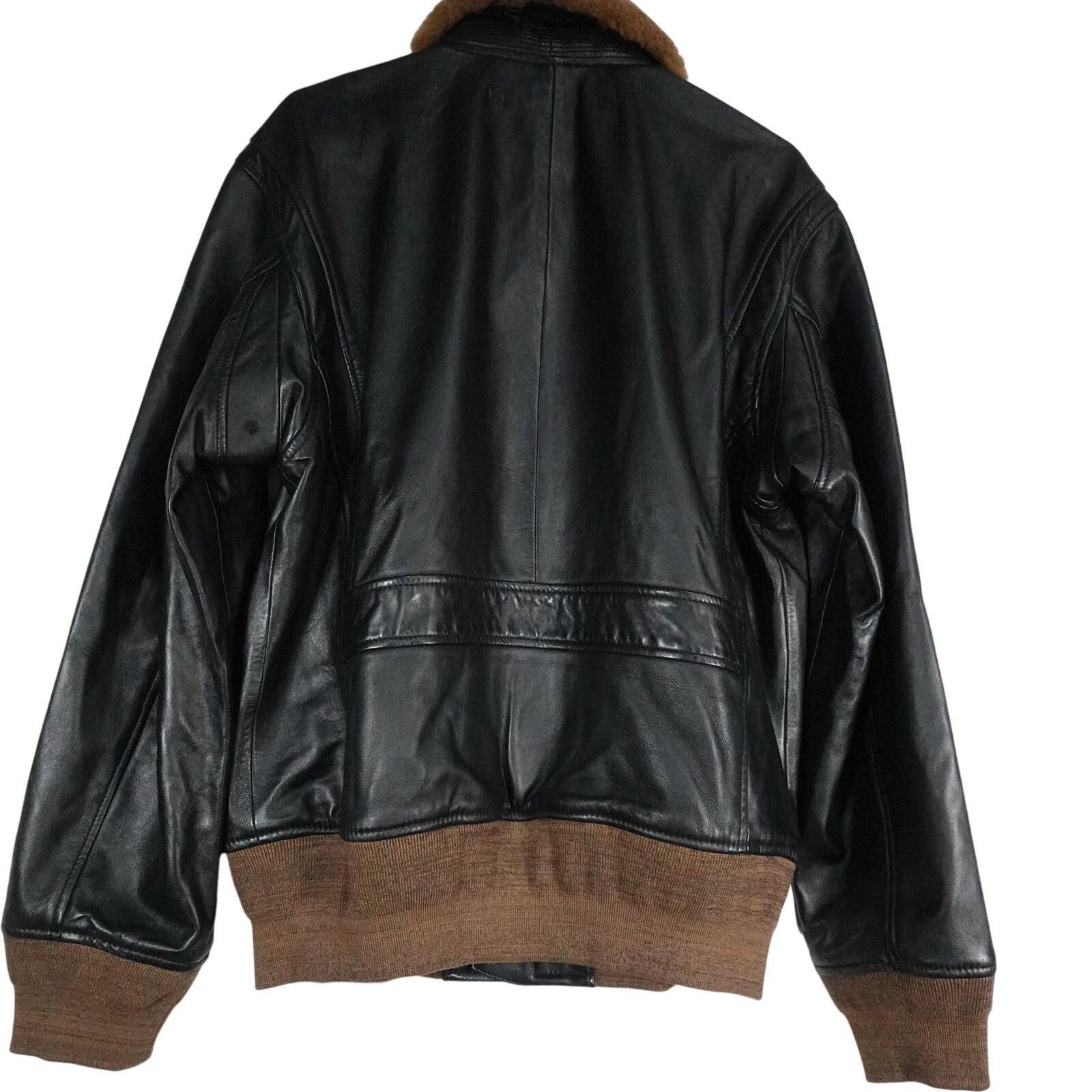 Quince Quince Large True Black Shearling Collar Leather Jacket Size US L / EU 52-54 / 3 - 12 Thumbnail