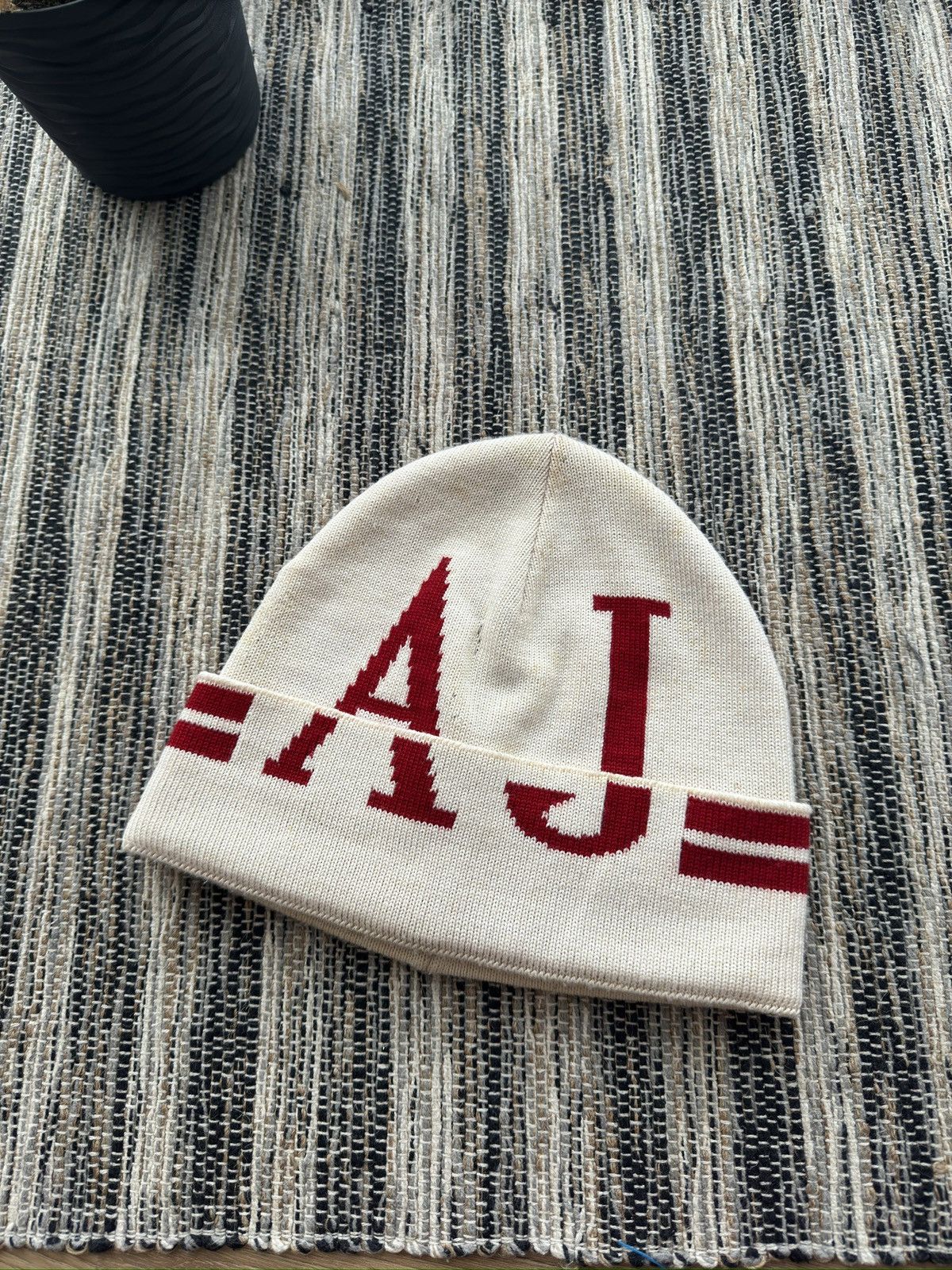 Armani Vintage Armani big logo Y2K distressed beanie hat Size ONE SIZE - 1 Thumbnail
