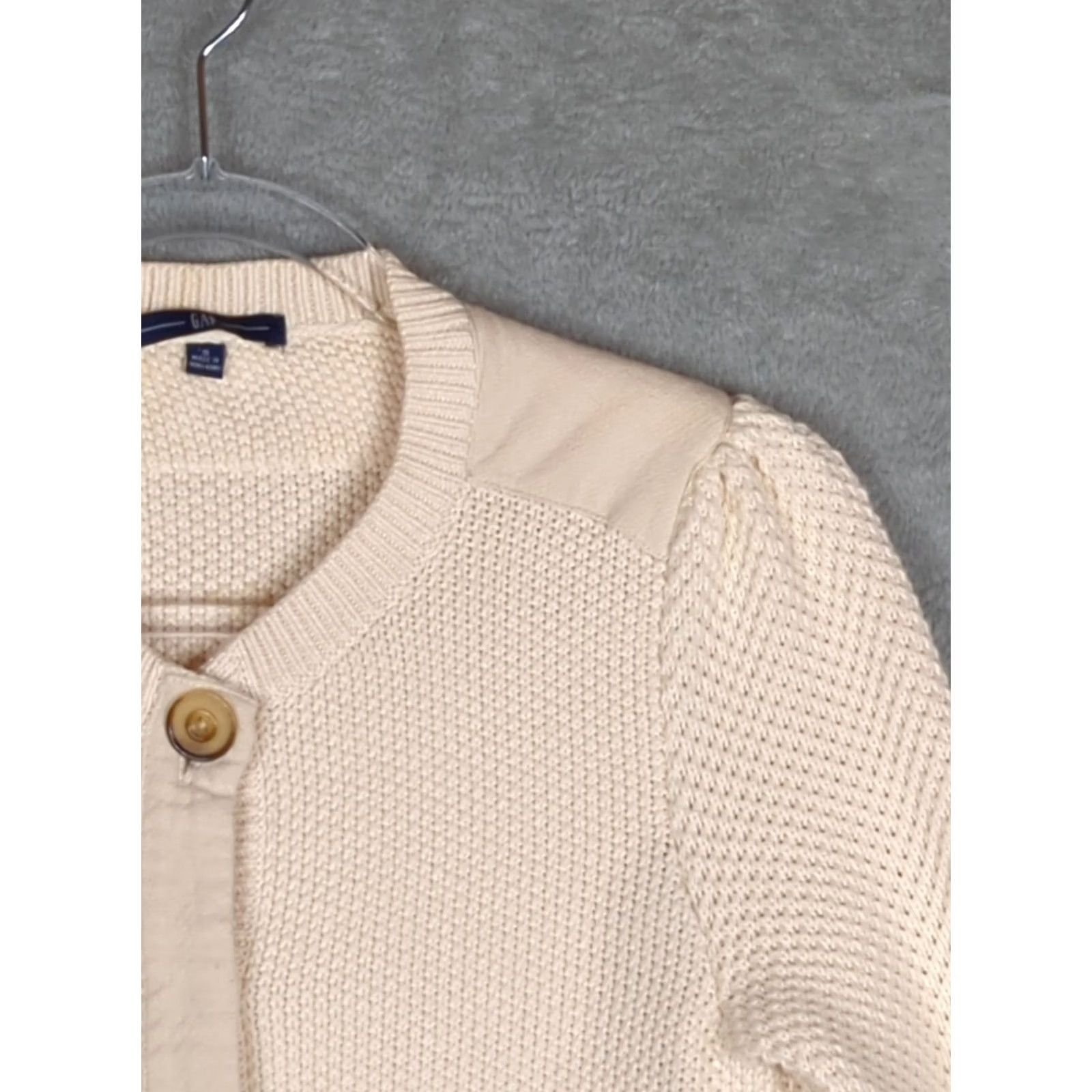 Gap VINTAGE Gap Women’s Cardigan Sweater Cream Chunky Knit Button Cotton S Cottagecore Size S / US 4 / IT 40 - 5 Thumbnail