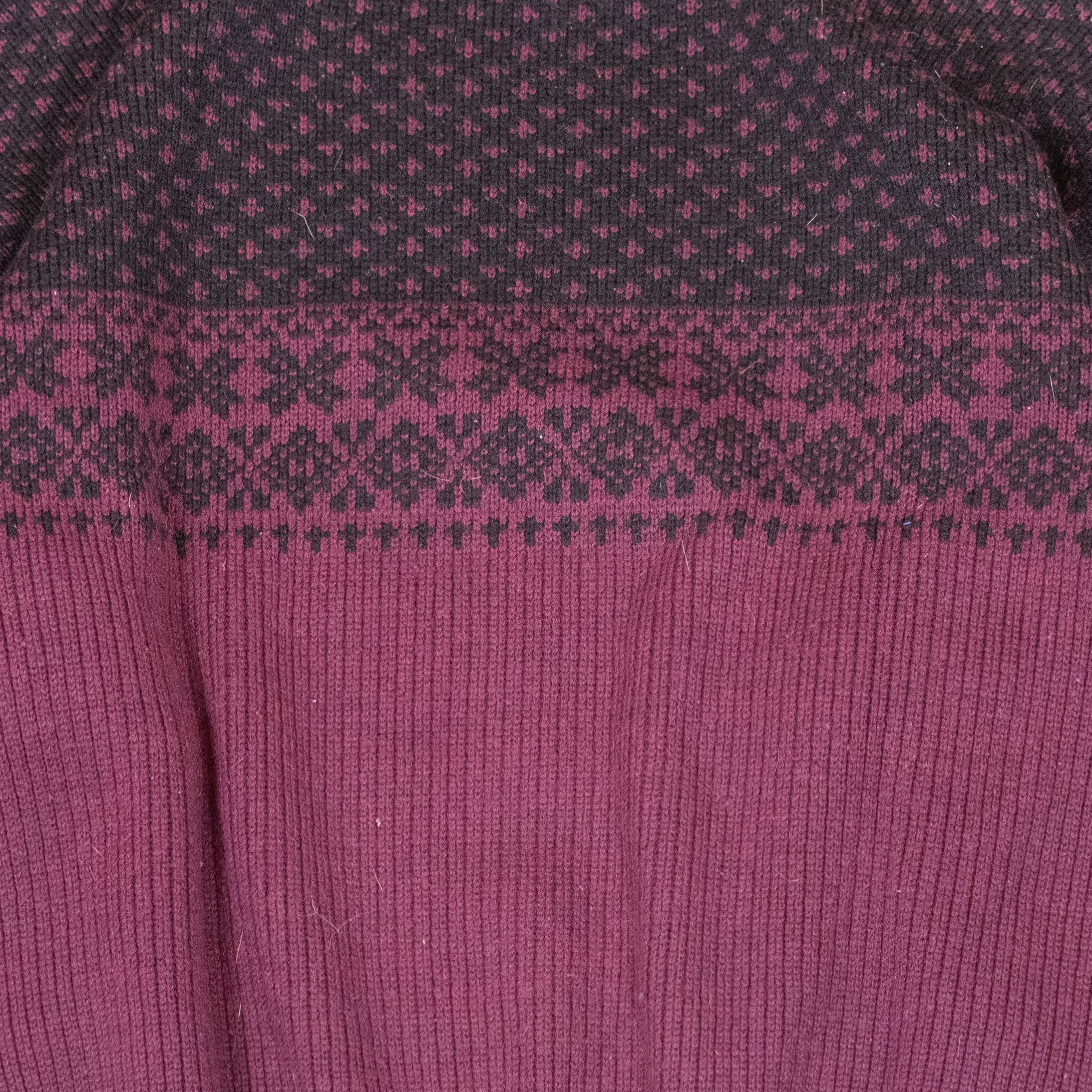 Vintage Vintage 1990's Blocx Pattern Wool Burgundy Sweater Size US L / EU 52-54 / 3 - 9 Thumbnail
