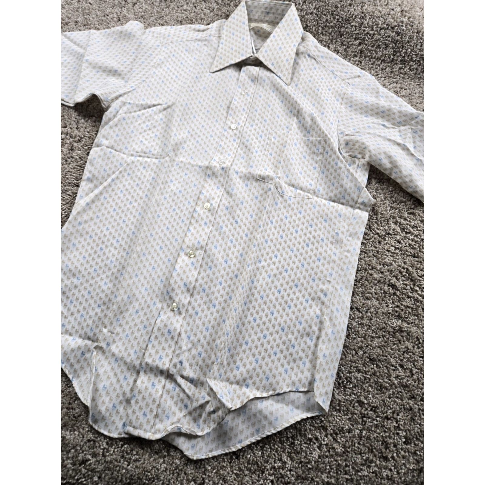 Sears VINTAGE Sears Shirt 70s Mens White Button-Front Short Sleeve Rockabilly 15.5 M NWOT Size US M / EU 48-50 / 2 - 2 Thumbnail