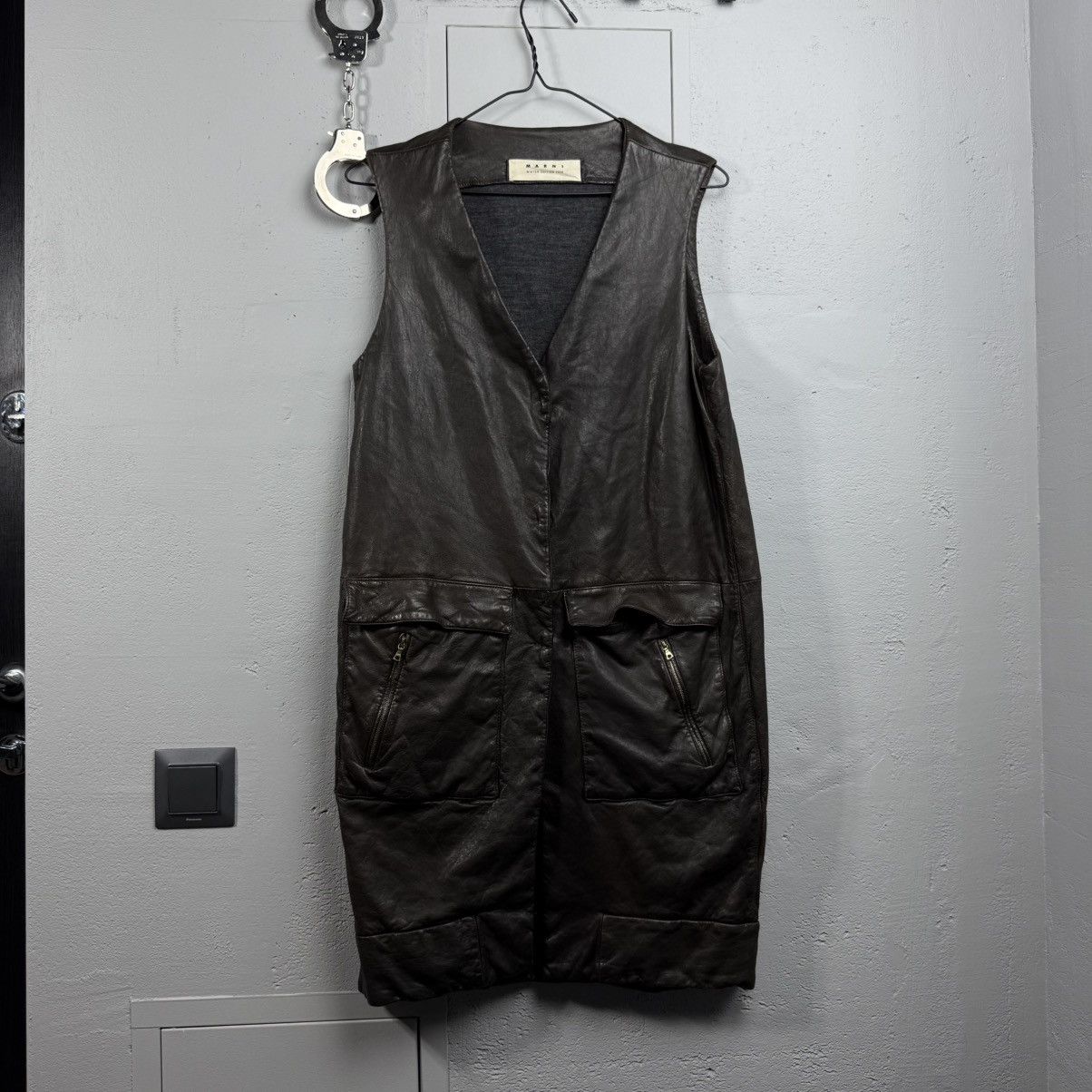 Marni Vintage Marni Leather Avant Garde Winter Edition 2009 Jacket Size S / US 4 / IT 40 - 1 Thumbnail