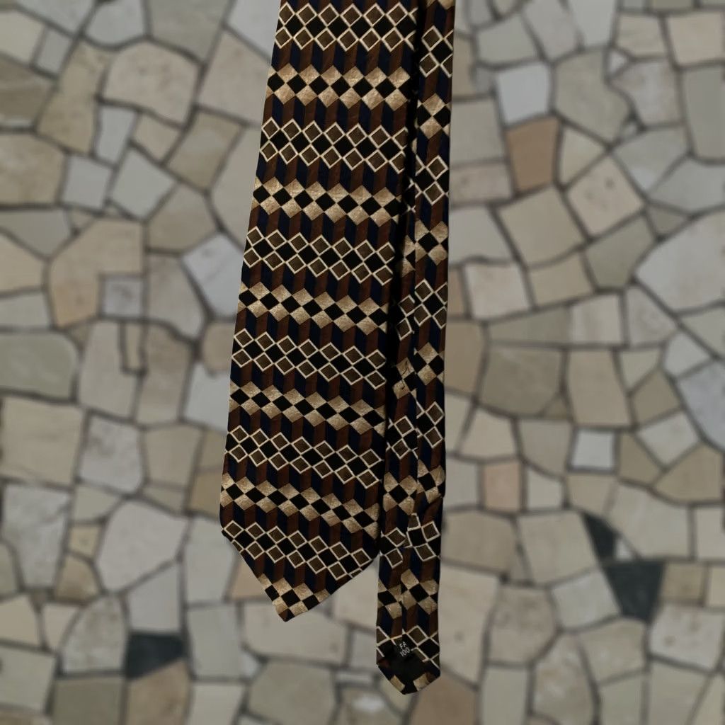 Geoffrey Beene Geoffrey Beene Geometric Diamond Pattern Classic Silk Tie Blue Brown - Men, Tie, 57"-60" (Classic) Silk Size ONE SIZE - 1 Thumbnail
