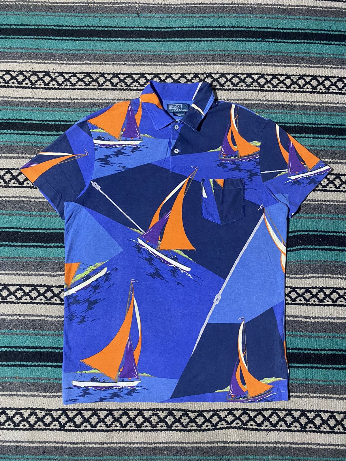 Polo Ralph Lauren Vintage Polo Ralph Lauren Sailing Printed Polo Shirt Size US M / EU 48-50 / 2 - 1 Thumbnail