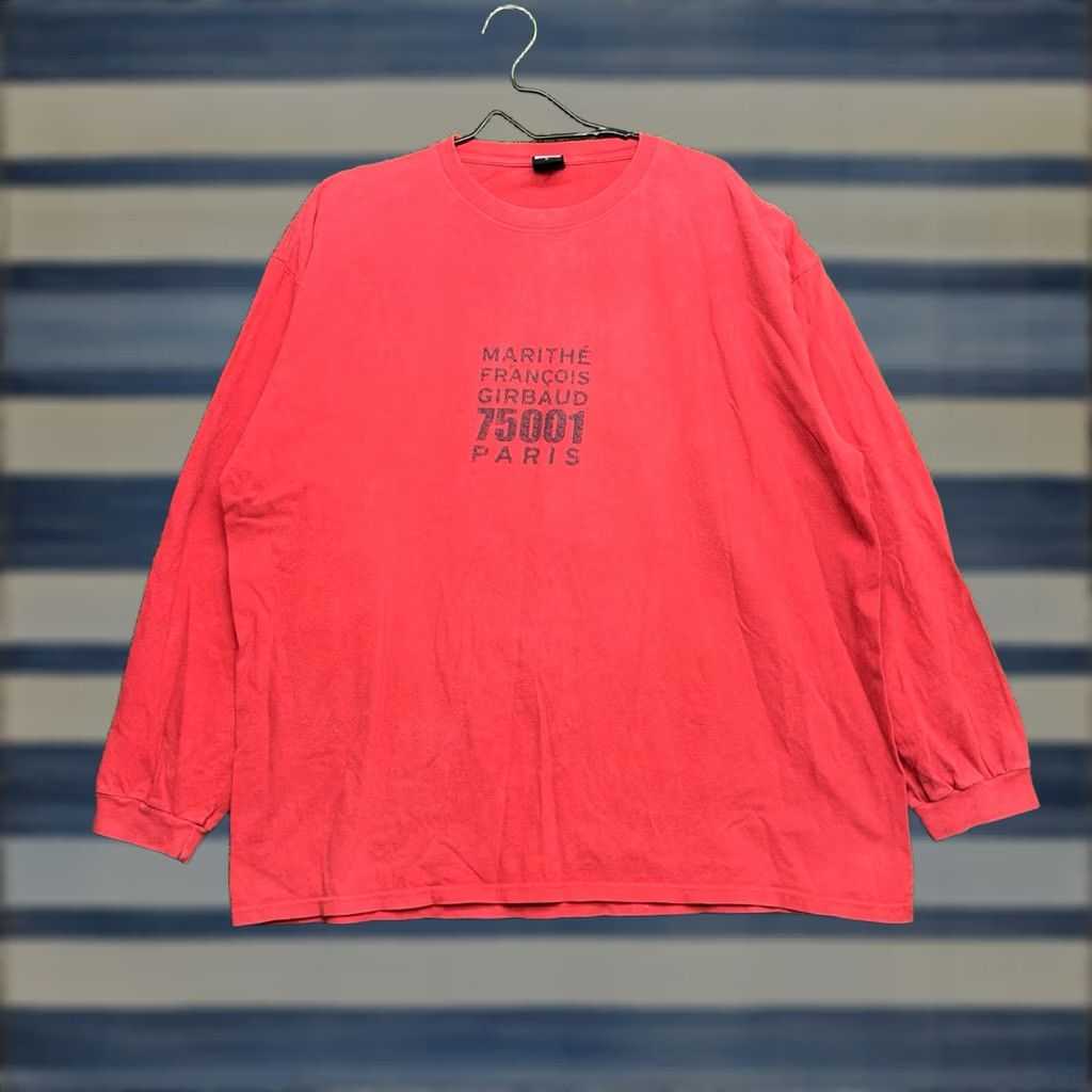 Vintage Marithe Francois Girbaud Shirt Mens XL 90s Made in USA Long Sleeve Hip Hop Y2K Red Logo Embroidered Vintage Crew Neck T-Shirt Size US XL / EU 56 / 4 - 1 Thumbnail