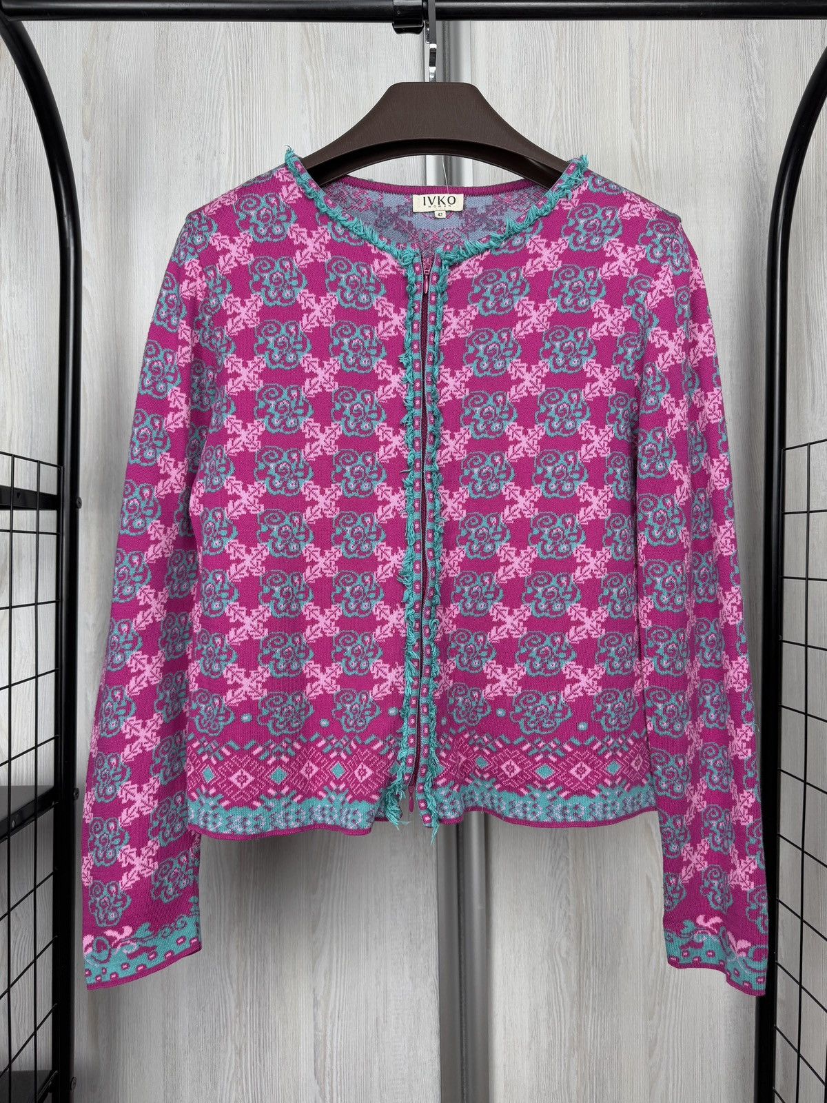 Other Ivko Womens Jacquard Cardigan Jacket size 42 Size XL / US 12-14 / IT 48-50 - 2 Thumbnail