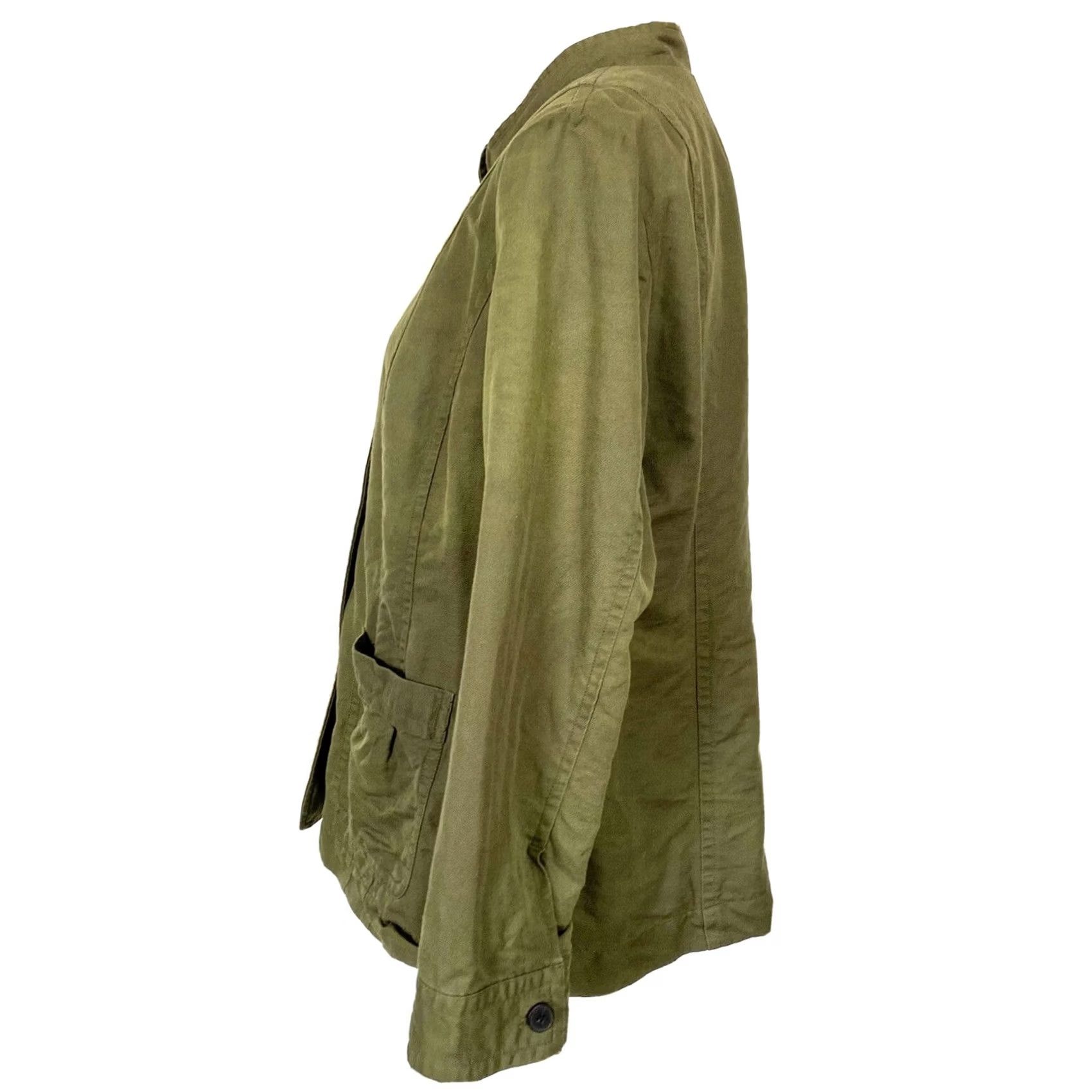 Coldwater Creek Coldwater Creek Jacket Army Green Linen Blend Button Front Petite 12P Pockets Women's Short Jacket Size XL / US 12-14 / IT 48-50 - 3 Thumbnail